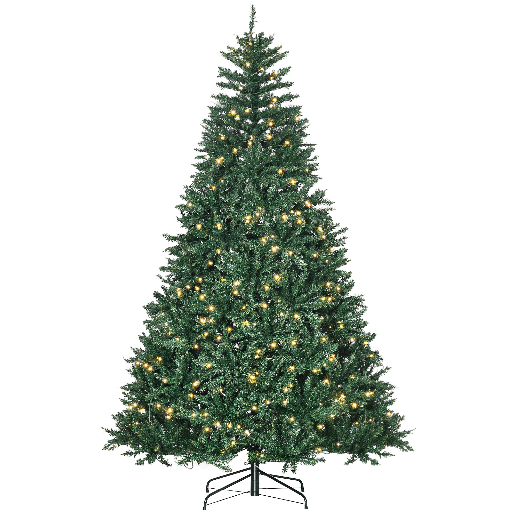 Sapin de Noël Artificiel Lumineux 210H cm LED x 700 Blanc Chaud + Support Pied 2154 Branches Vert
