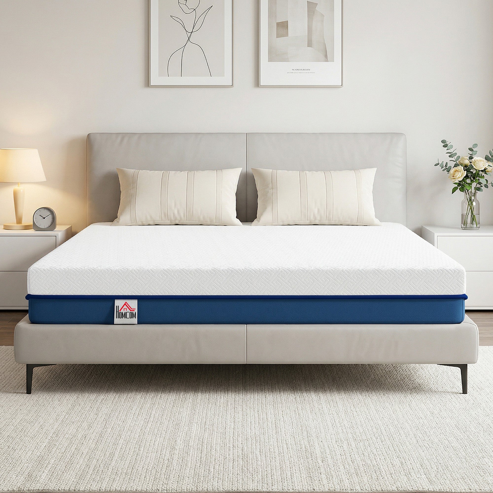 Matelas 160x200cm, Matelas 2 Personnes, Mousse à Mémoire de Forme au Thé Vert, 20cm d'Épaisseur, Lit Rafraîchissant avec Gel Mémoire, Housse Amovible Lavable, Certifié Oeko-Tex, Fermeté Moyenne