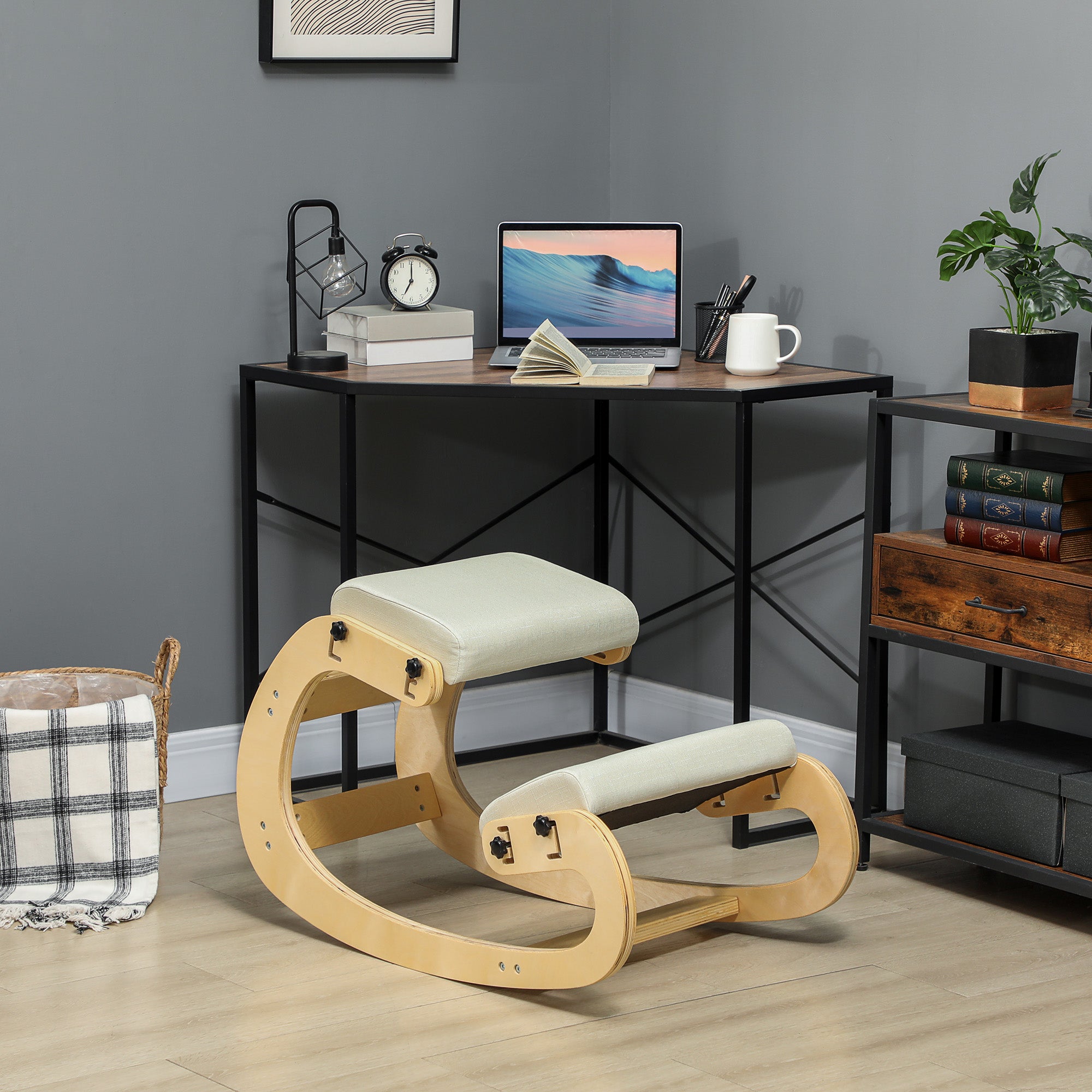 Siège assis genoux, siège ergonomique en bois à bascule, chaise à genoux réglable pour bureau à domicile, améliorer la posture, maux de dos, crème