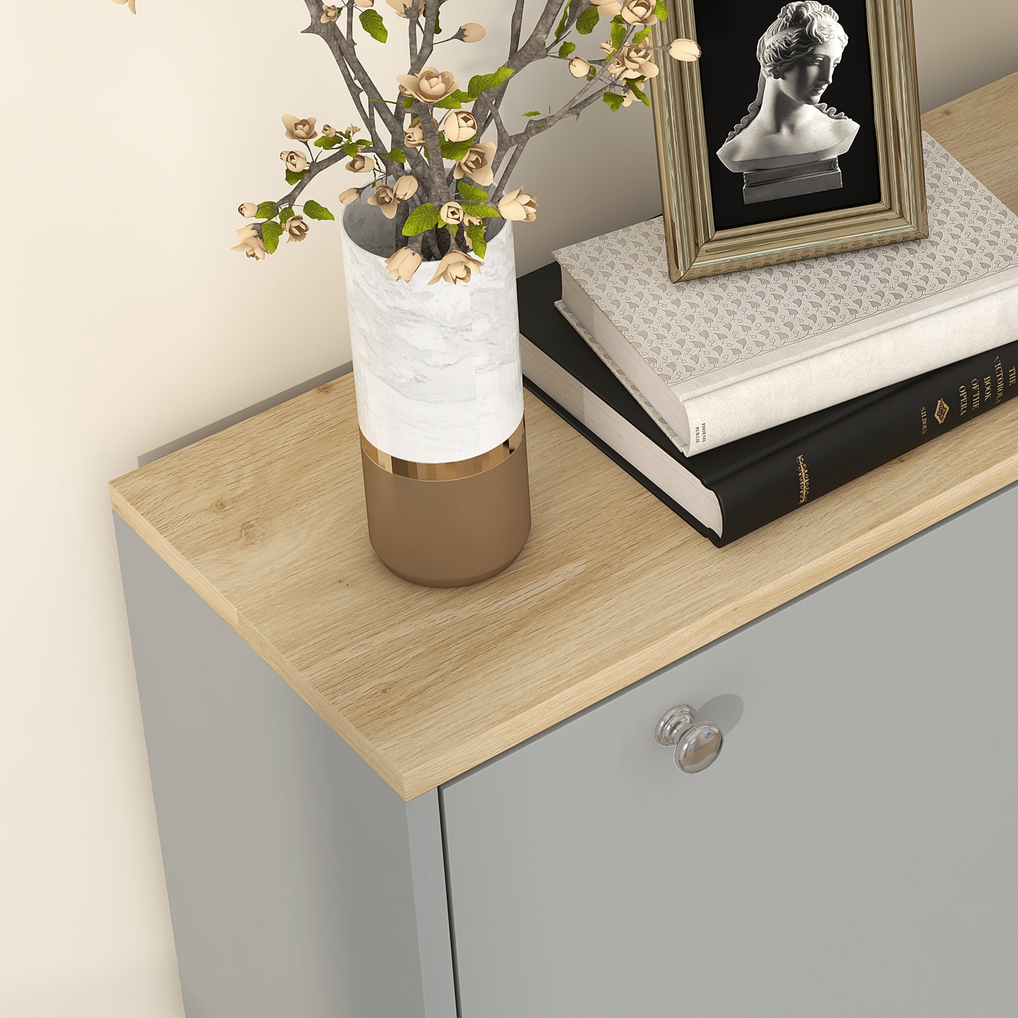 Meuble à chaussures 24 paires, armoire à chaussures étroite, meuble d'entrée avec 3 tiroirs rabattables et étagères réglables, pour couloir et entrée, 80x23,5x121cm, gris