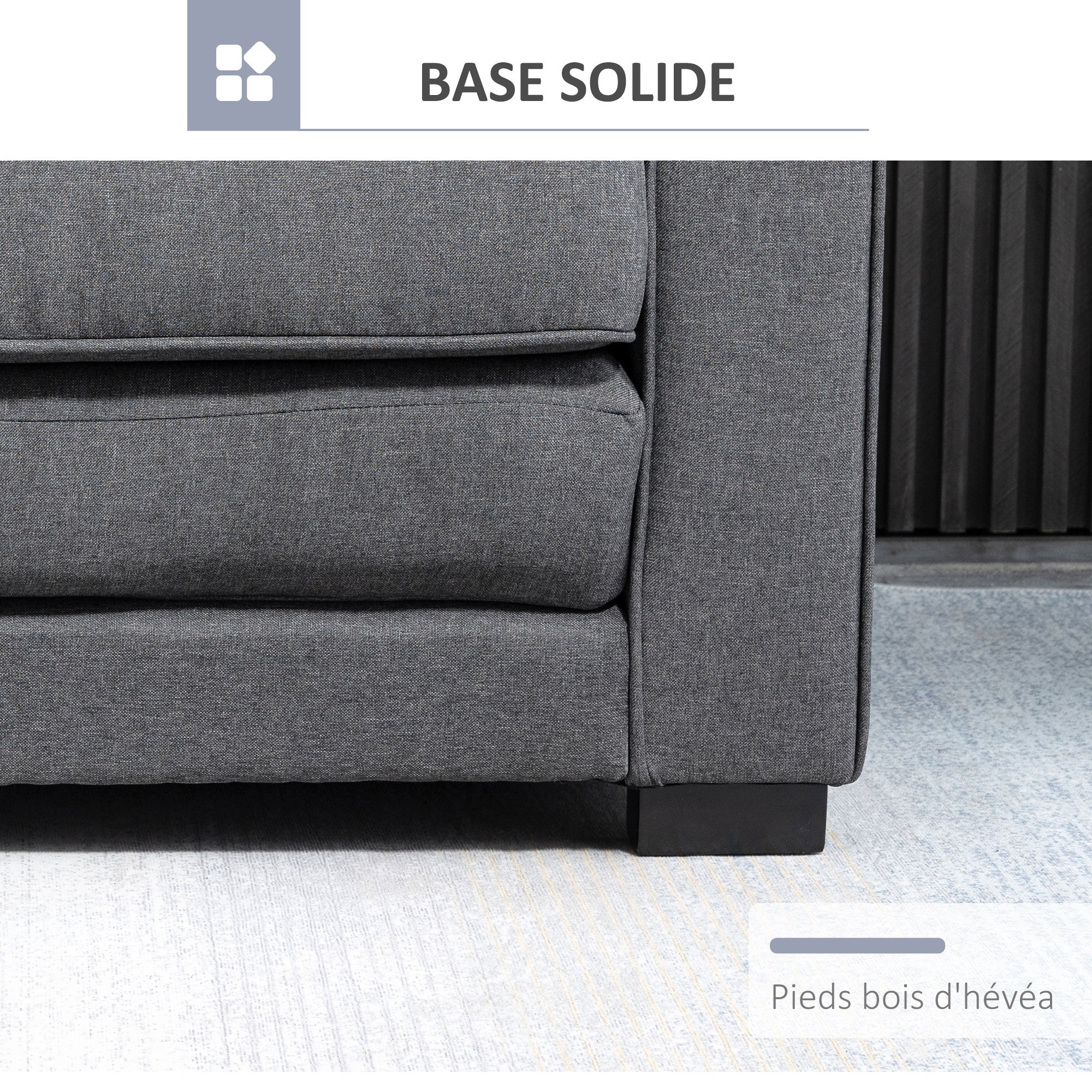 Canapé droit convertible 2 places - dossier capitonné - 147,5 x 75 x 85 cm - gris