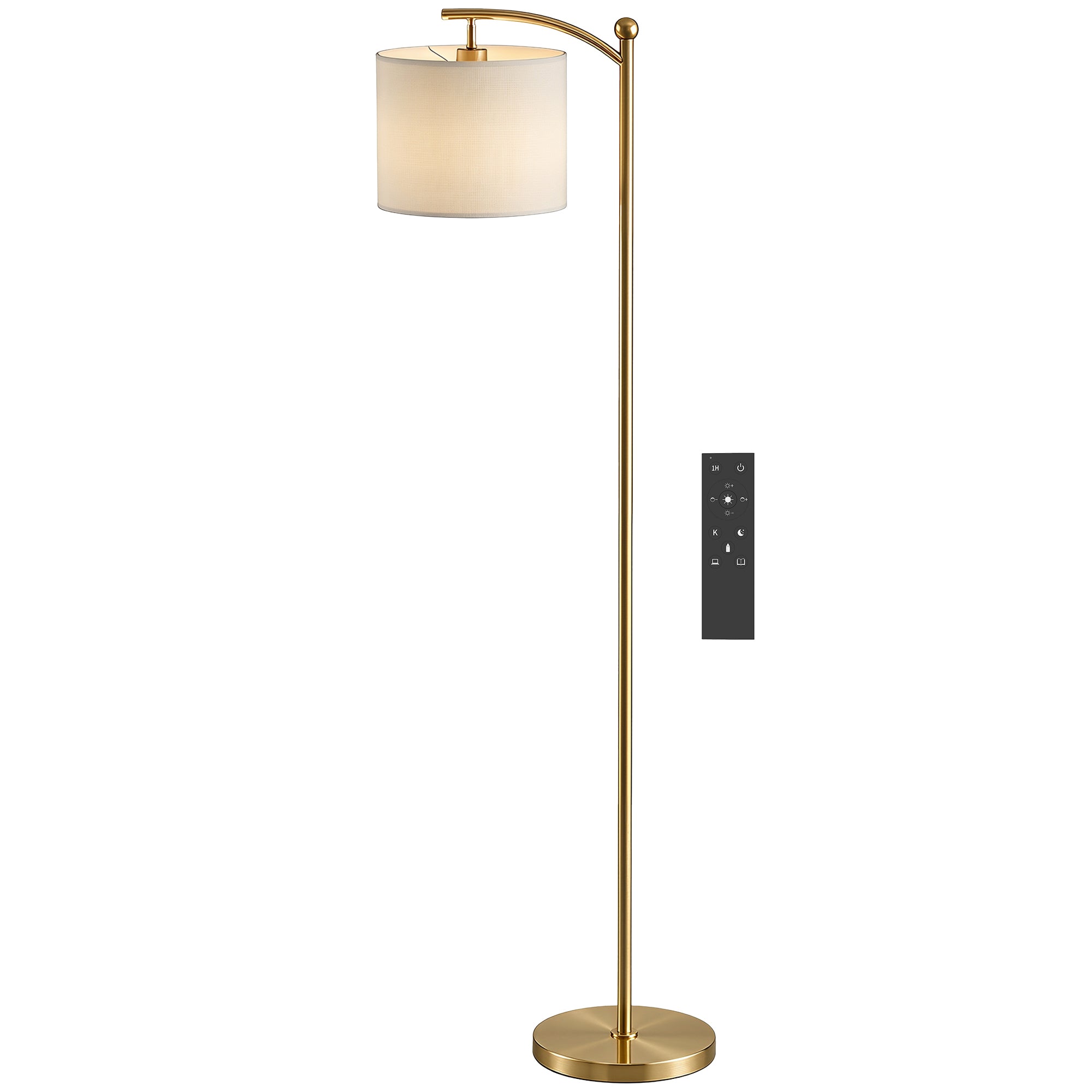 Lampadaire sur Pied de Salon, Lampe Salon Moderne Dimmable, 2 Températures de Couleur avec Télécommande, Minuterie de 60 minutes, pour Salon et Chambre, 160 cm, Doré