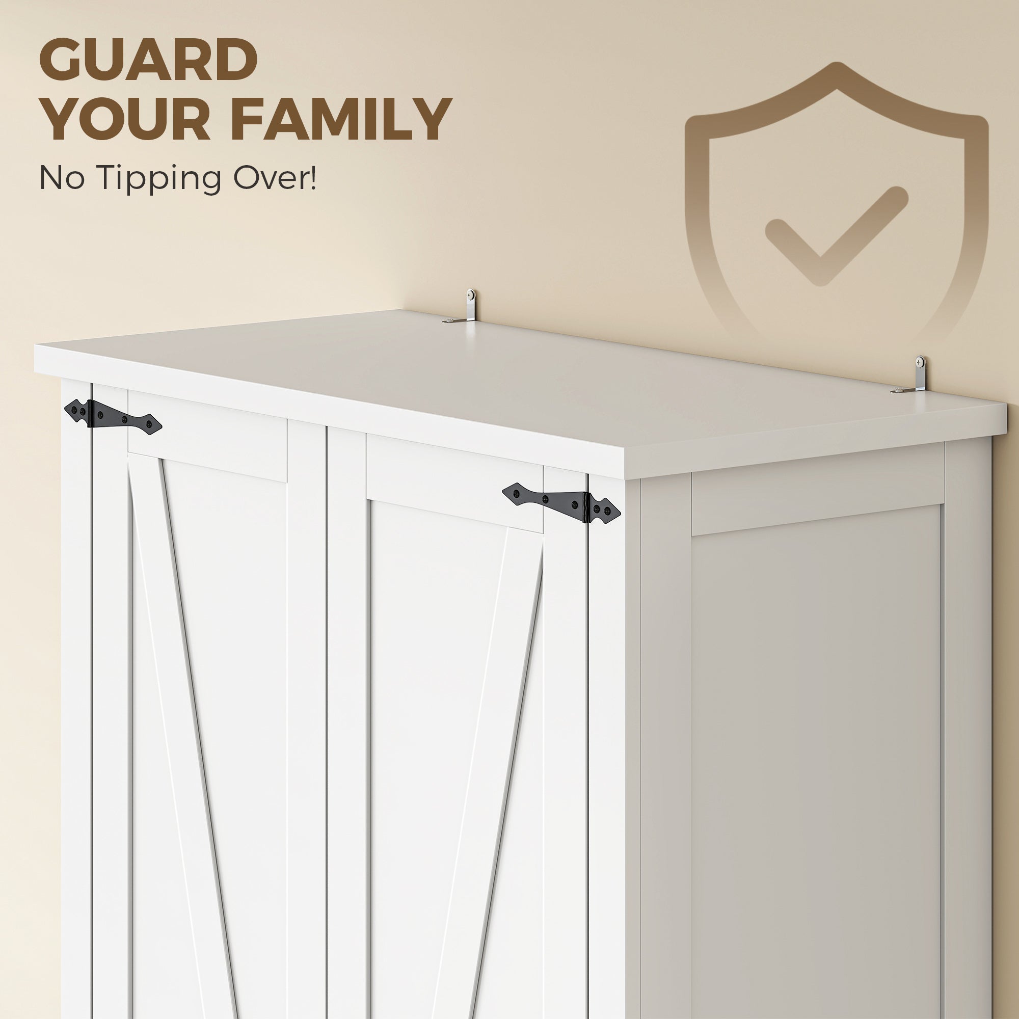 Buffet haut cuisine, armoire cuisine, vaisselier, 2 portes avec roulettes, 6 compartiments, 14 porte-racks et étagères réglables, style rustique, pour salle à manger, salon, 80x40x180cm, blanc