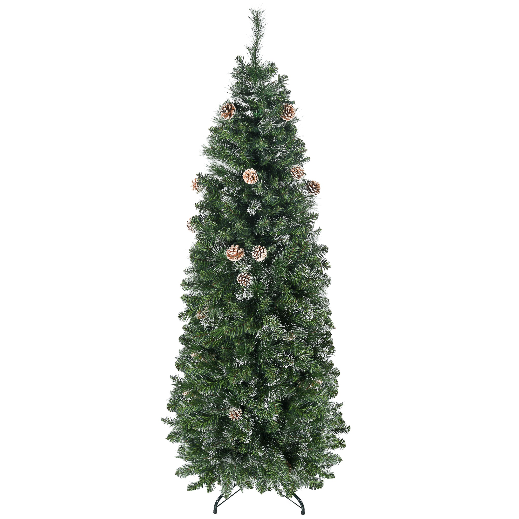 Sapin de Noël artificiel 180 cm avec 618 branches enneigées, support en acier, arbre de Noël artificiel avec socle pliable en acier, vert