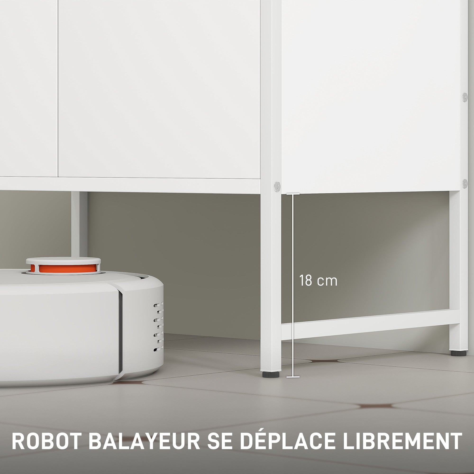 Meuble sous lavabo, meuble de salle de bain avec 2 portes à fermeture douce et étagère réglable, pieds en acier, armoire de salle de bains sous lavabo, 60 x 33 x 60,5 cm, blanc