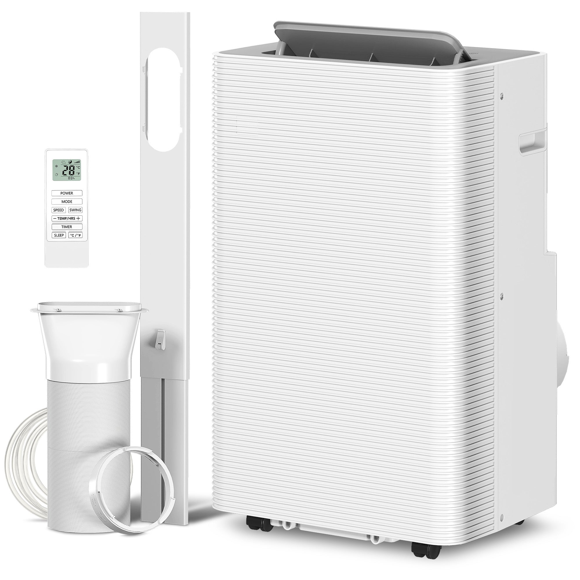 Climatiseur mobile 12000 BTU, climatiseur portable 4 en 1, refroidissement, déshumidificateur, ventilateur, mode nuit, télécommande, minuteur 24H, oscillation, 3 vitesses, pièces 35m², classe A