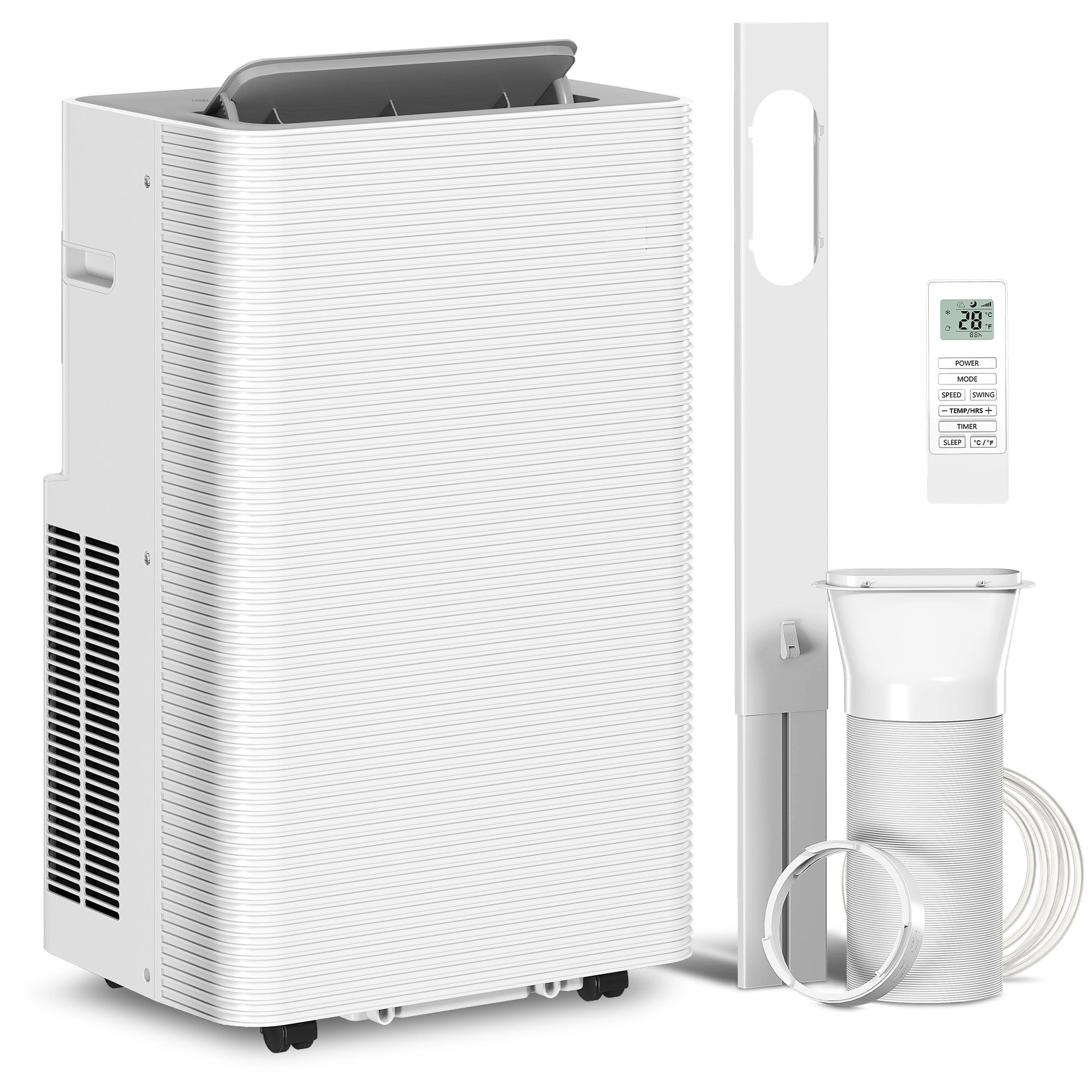 Climatiseur mobile 12000 BTU, climatiseur portable 4 en 1, refroidissement, déshumidificateur, ventilateur, mode nuit, télécommande, minuteur 24H, oscillation, 3 vitesses, pièces 35m², classe A