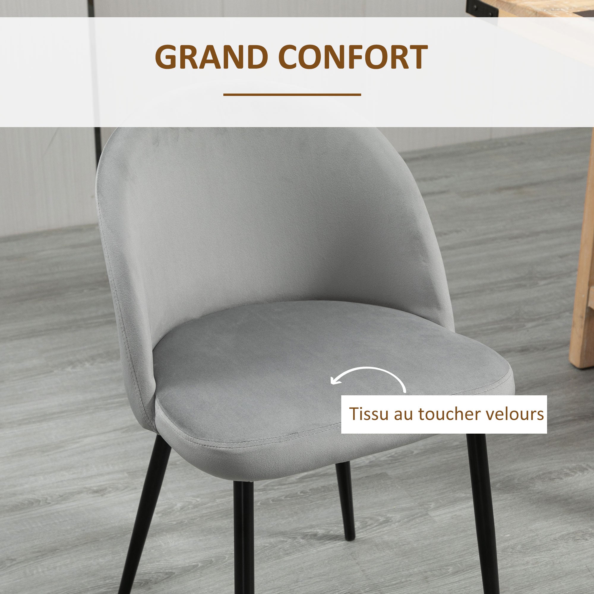 Lot de 4 chaises salle à manger chaise de cuisine scandinave chaise en velours rembourrée avec pieds effilés en métal, pour salon, salle à manger, multicolore