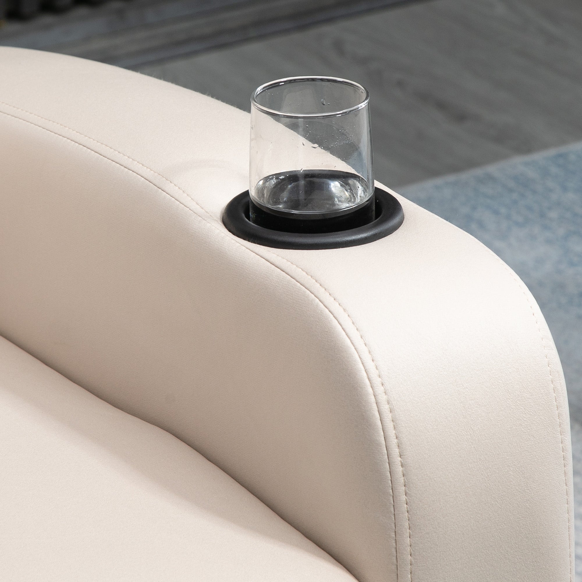 Fauteuil Relax Électrique Fauteuil Massant Inclinable avec Tablette, Poches latérales et Télécommande pour Salon et Chambre- en Microfibre Beige