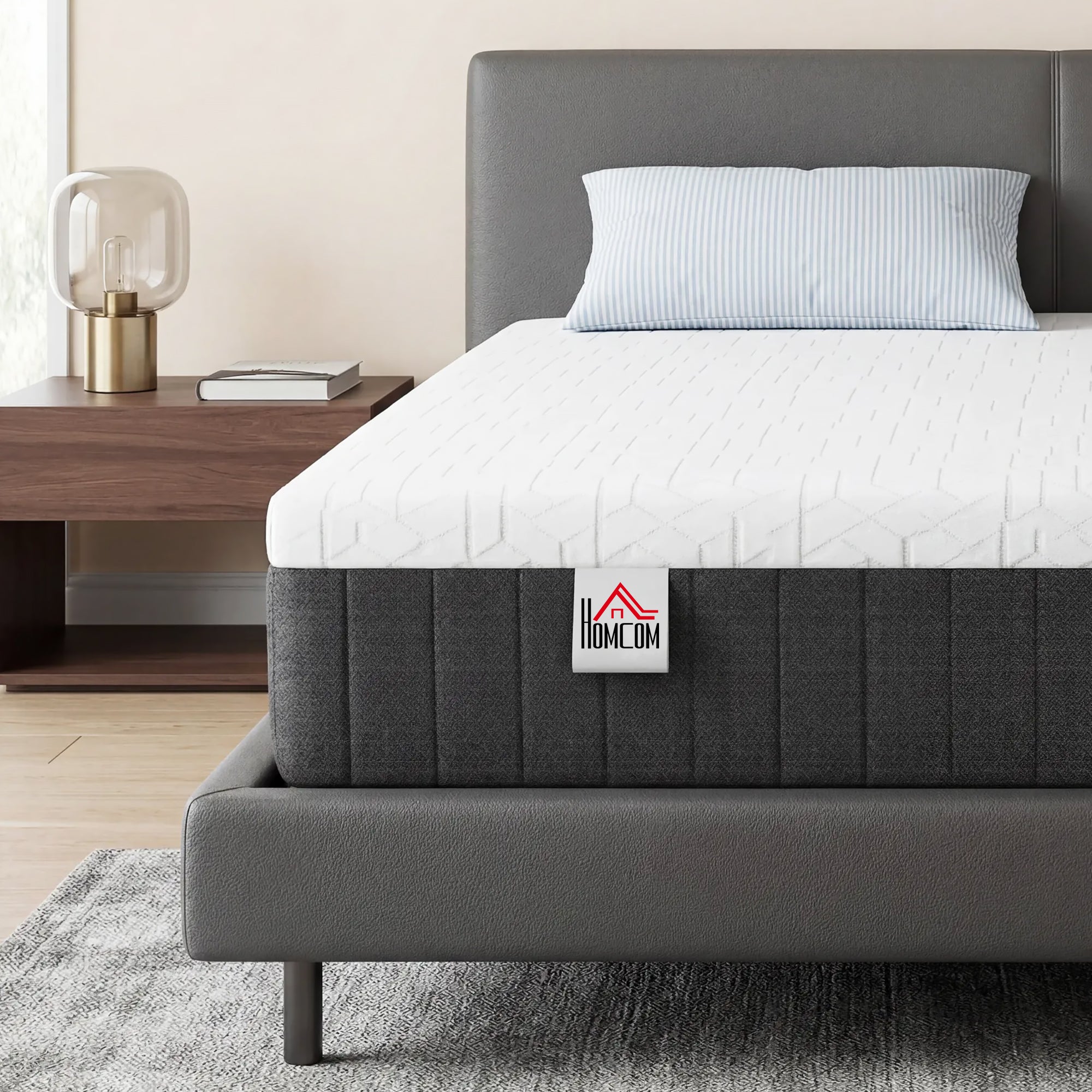 Matelas 140x190cm, Matelas 2 Personnes à Ressorts Ensachés, Mousse à Mémoire de Forme, 25cm d'Épaisseur, Soutien en 7 Zones, Housse Amovible Lavable, Certifié Oeko-Tex, Fermeté Moyenne
