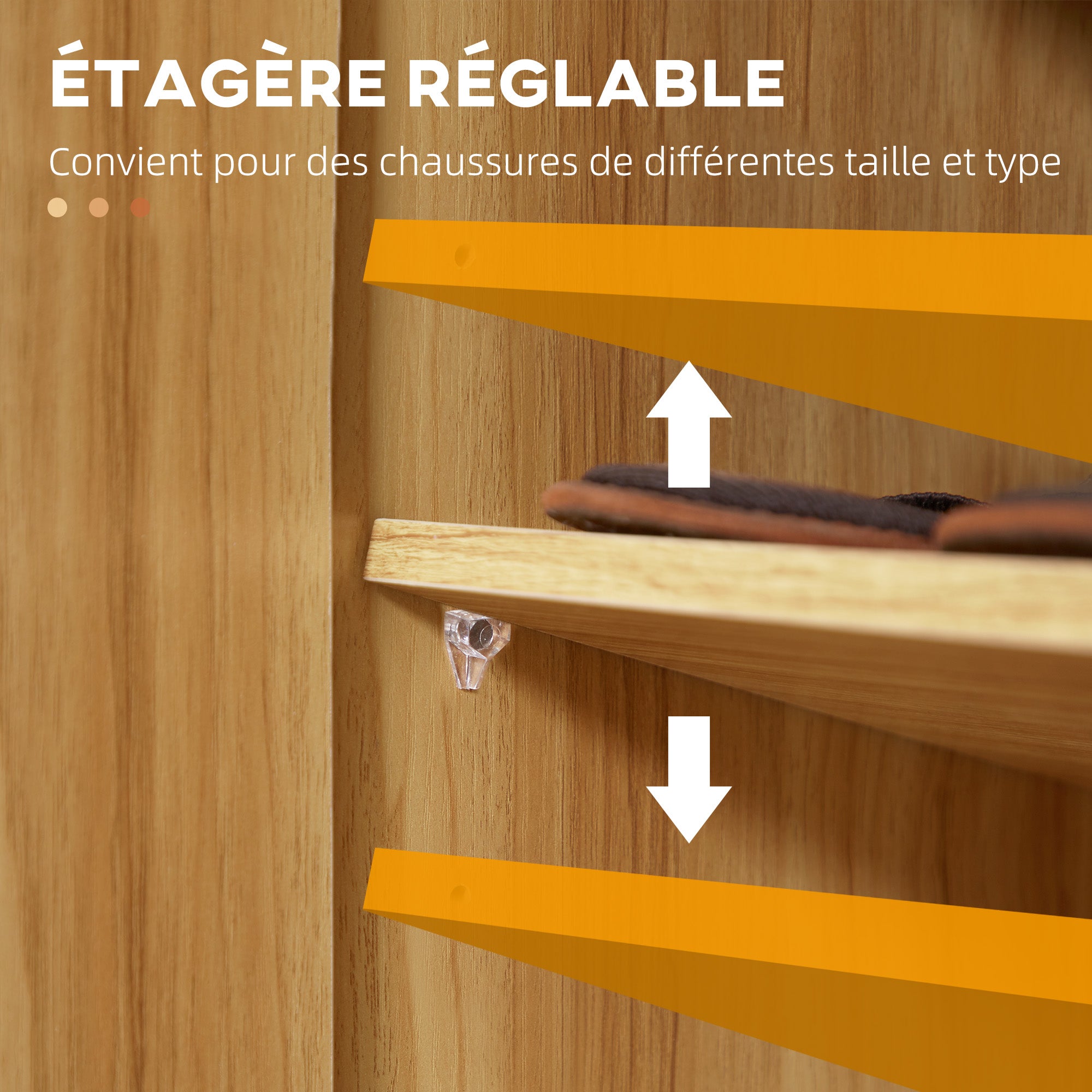 Meuble de rangement à chaussures pour entrée 12 paires - armoire à chaussures avec 4 compartiments ouverts et placard double porte - étagère réglable - 83L x 30l x 90H cm - marron