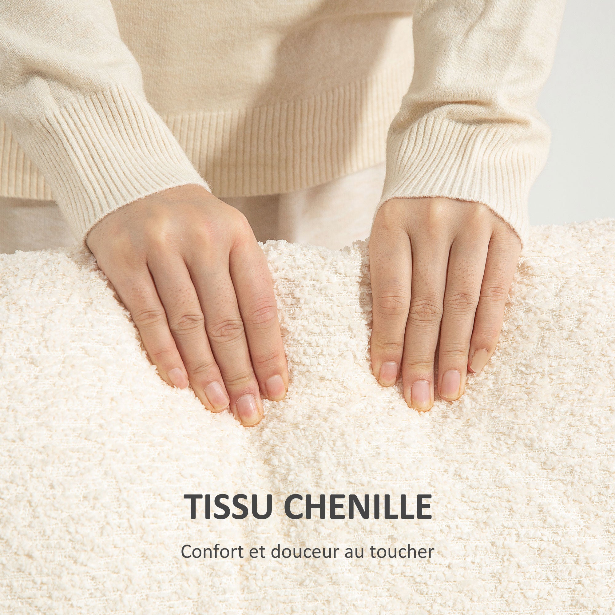 Canapé 2 places canapé de salon 140 cm style moderne avec coussins de dossier amovibles et accoudoirs, mini sofa pour chambre, appartement, petit espace, beige