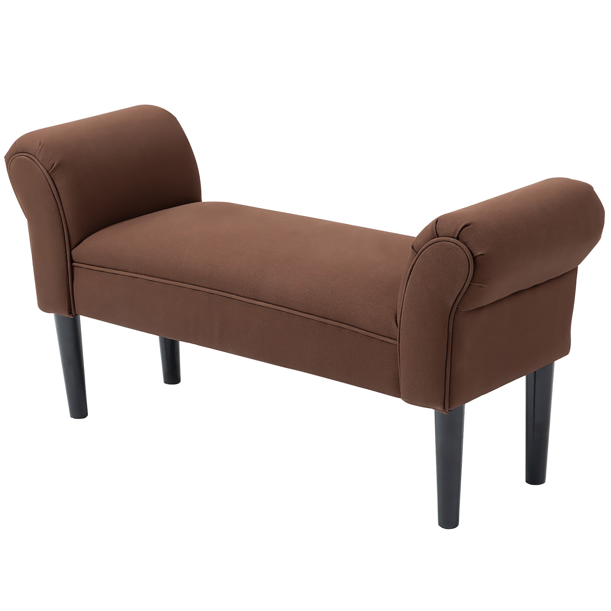 Banc Entrée Bout de Lit Rembourré pour Chambre à Coucher, Tissu à Voile, Marron, 102 x 36 x 51 cm