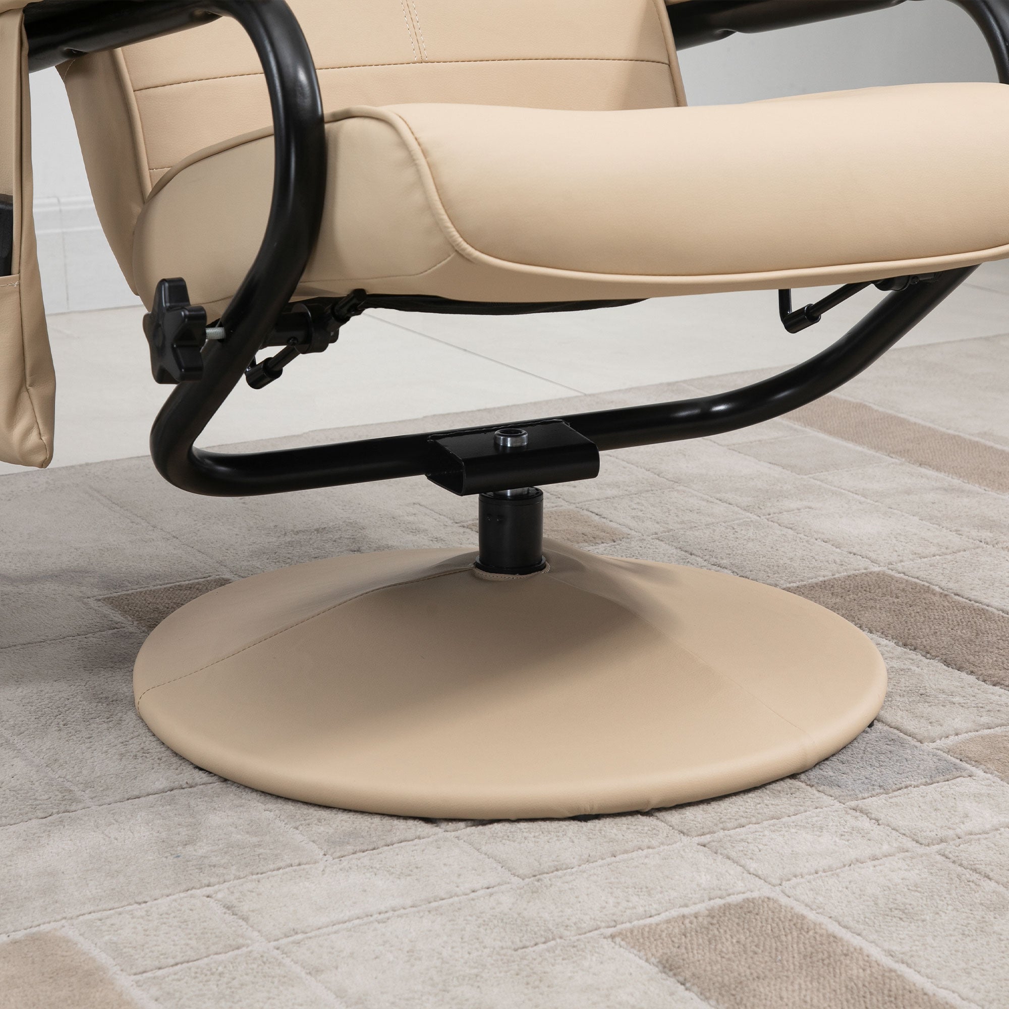 Fauteuil de Massage et Relaxation électrique pivotant inclinable avec Repose-Pied revêtement synthétique Beige