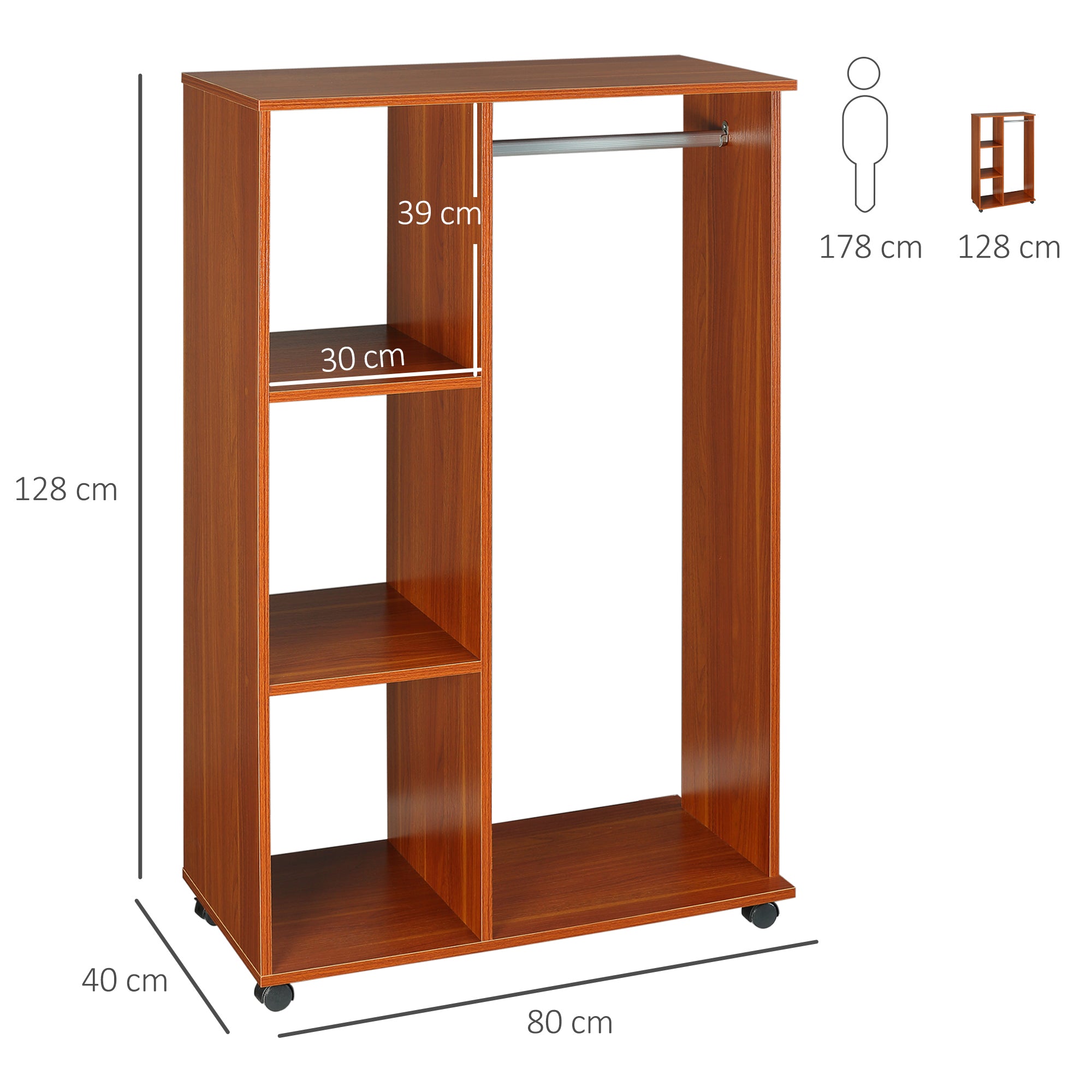 Armoire penderie Armoire de Rangement Mobile Panneaux de Particules Coloris Noyer
