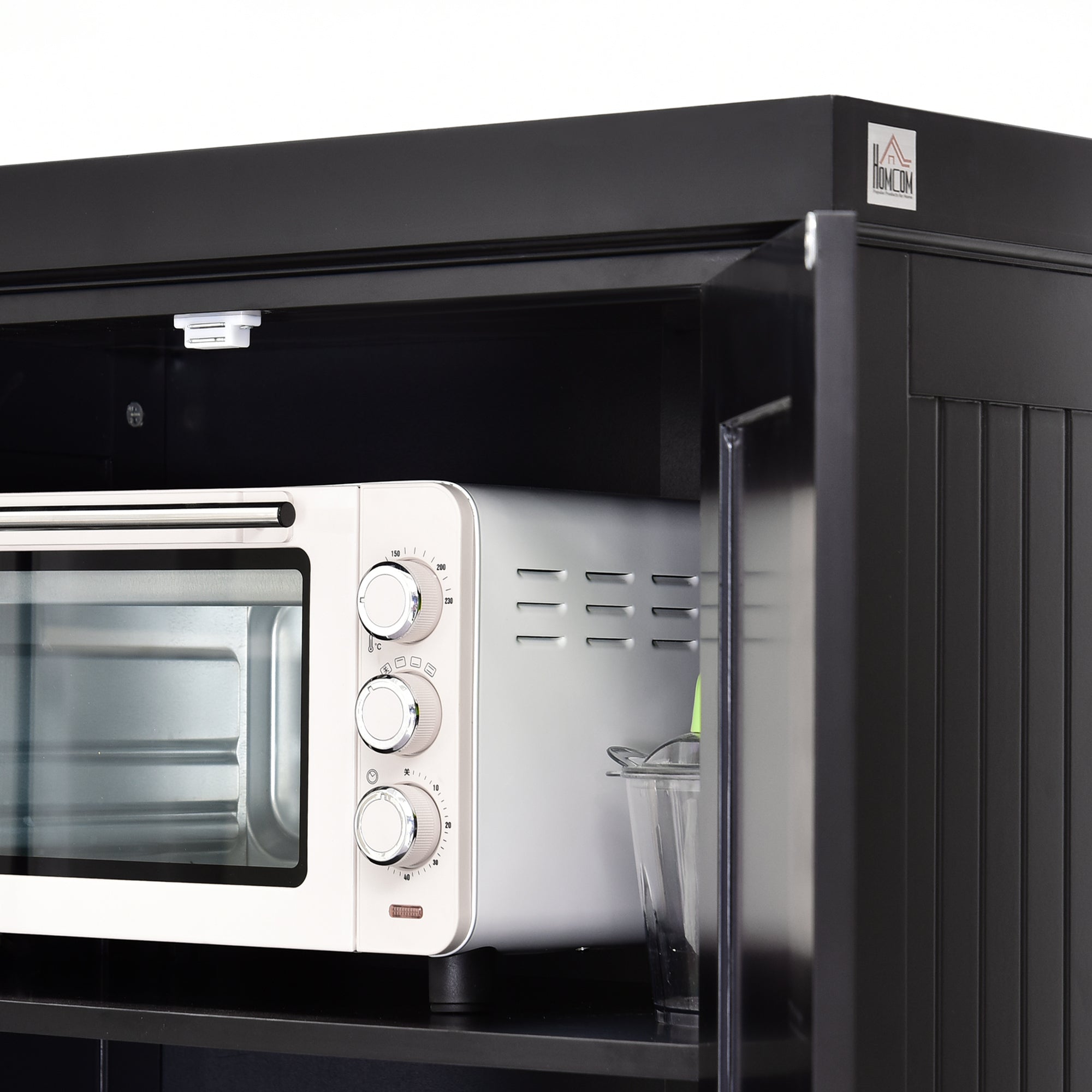 Armoire de cuisine buffet cuisine style moderne vaisselier avec placards à portes, étagères réglables et tiroir, meuble de rangement pour salle à manger, salon, 76,2 x 40,2 x 183 cm, noir