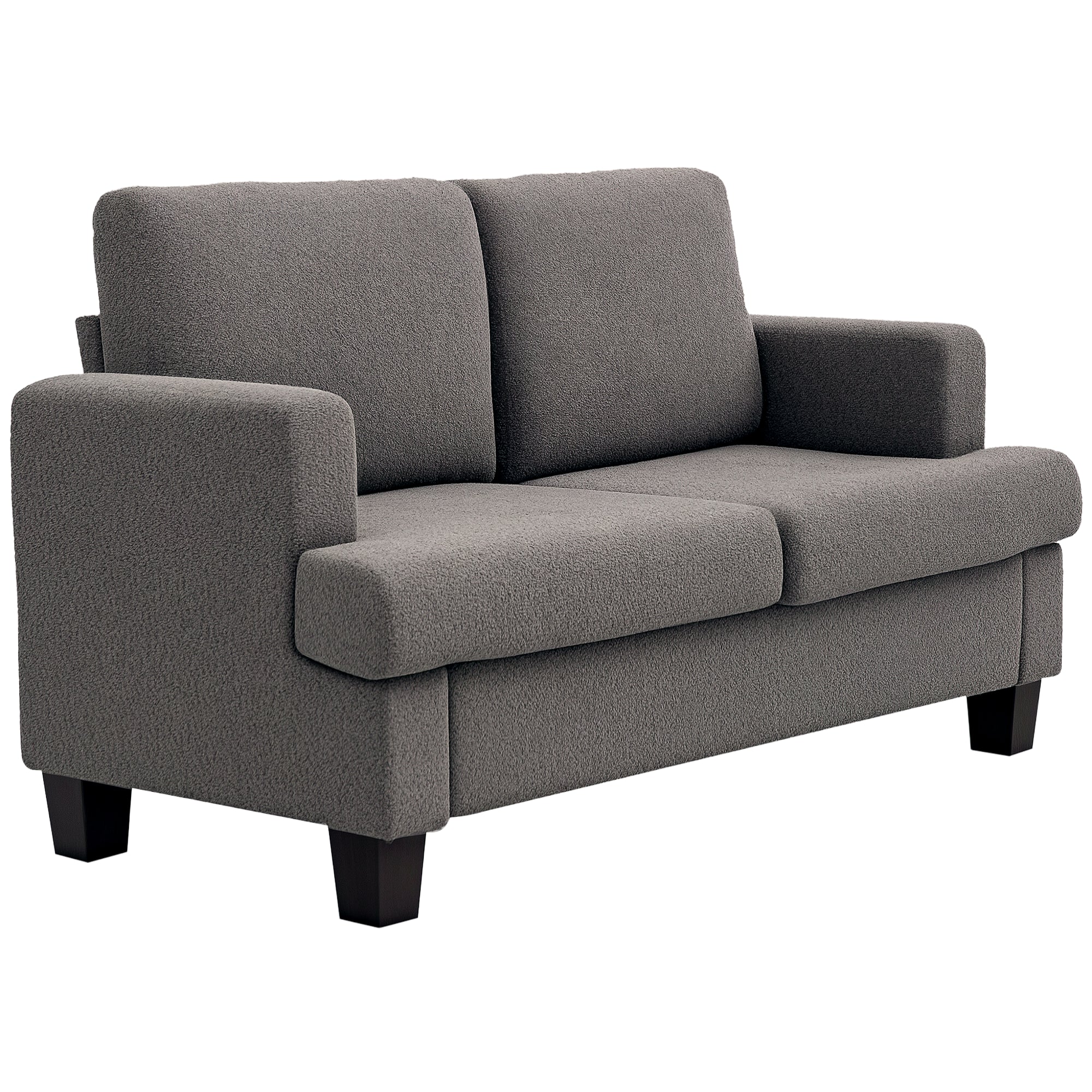 Canapé 2 places canapé de salon 140 cm style moderne avec coussins de dossier amovibles et accoudoirs, mini sofa pour chambre, appartement, petit espace, gris foncé