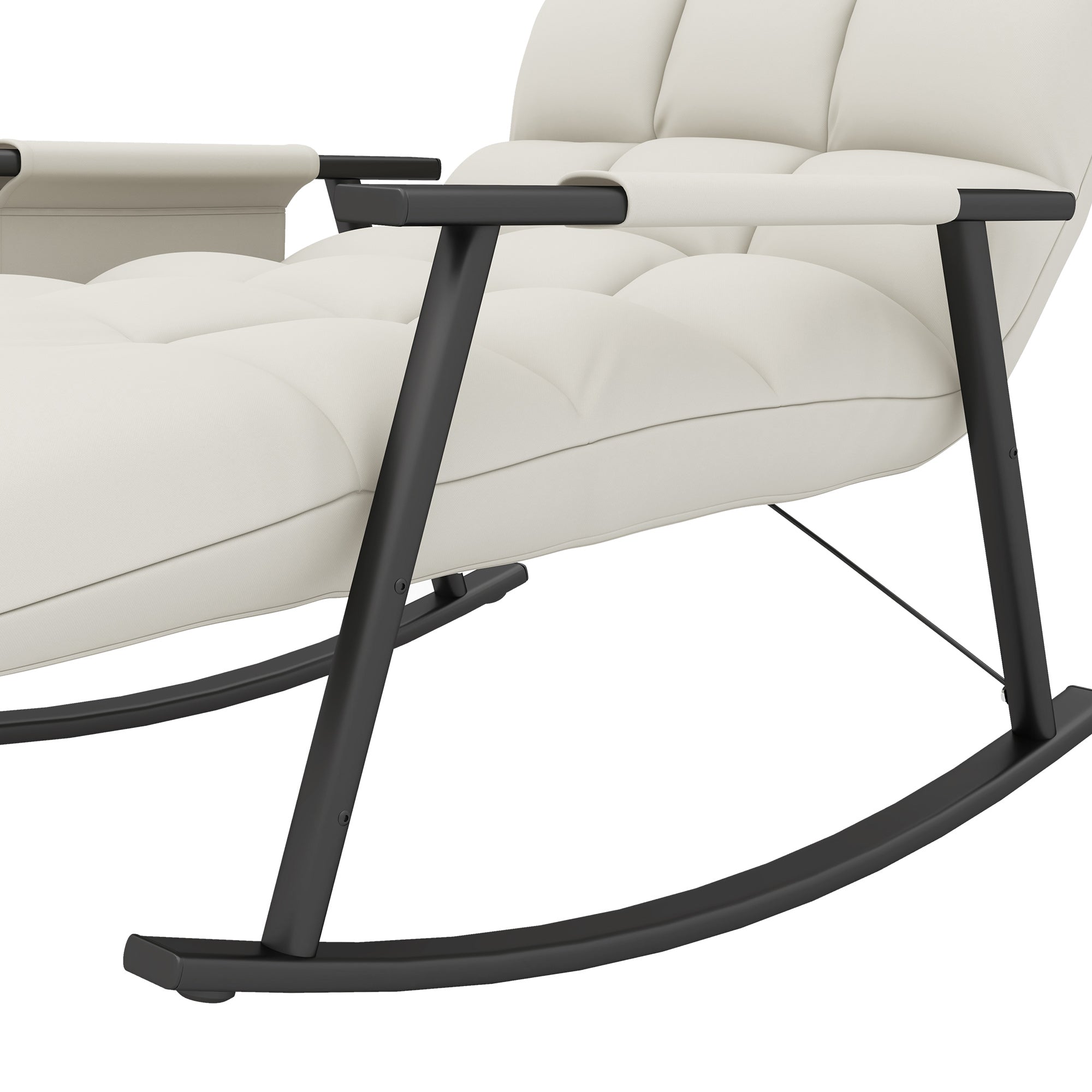 Fauteuil à bascule, fauteuil allaitement, repose-pieds réglable sur 4 positions, dossier réglable sur 5 positions, pour chambre, salon, capacité 120 kg, crème