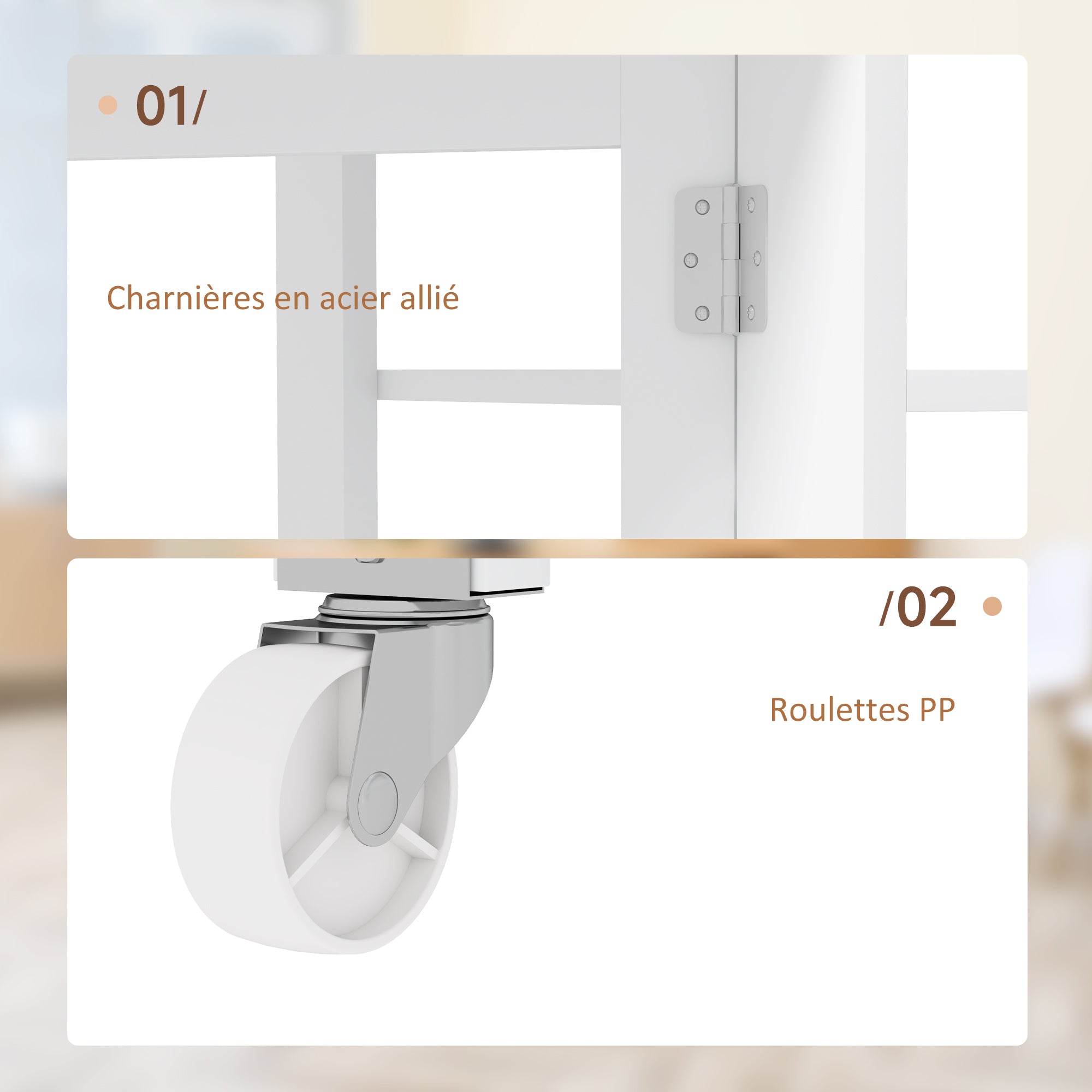 Table à manger pliable, table pliante cuisine, sur roulettes, avec 2 abattants et 3 étagères, design moderne, table de cuisine pour petits espaces, 120 x 60 x 75 cm, blanc