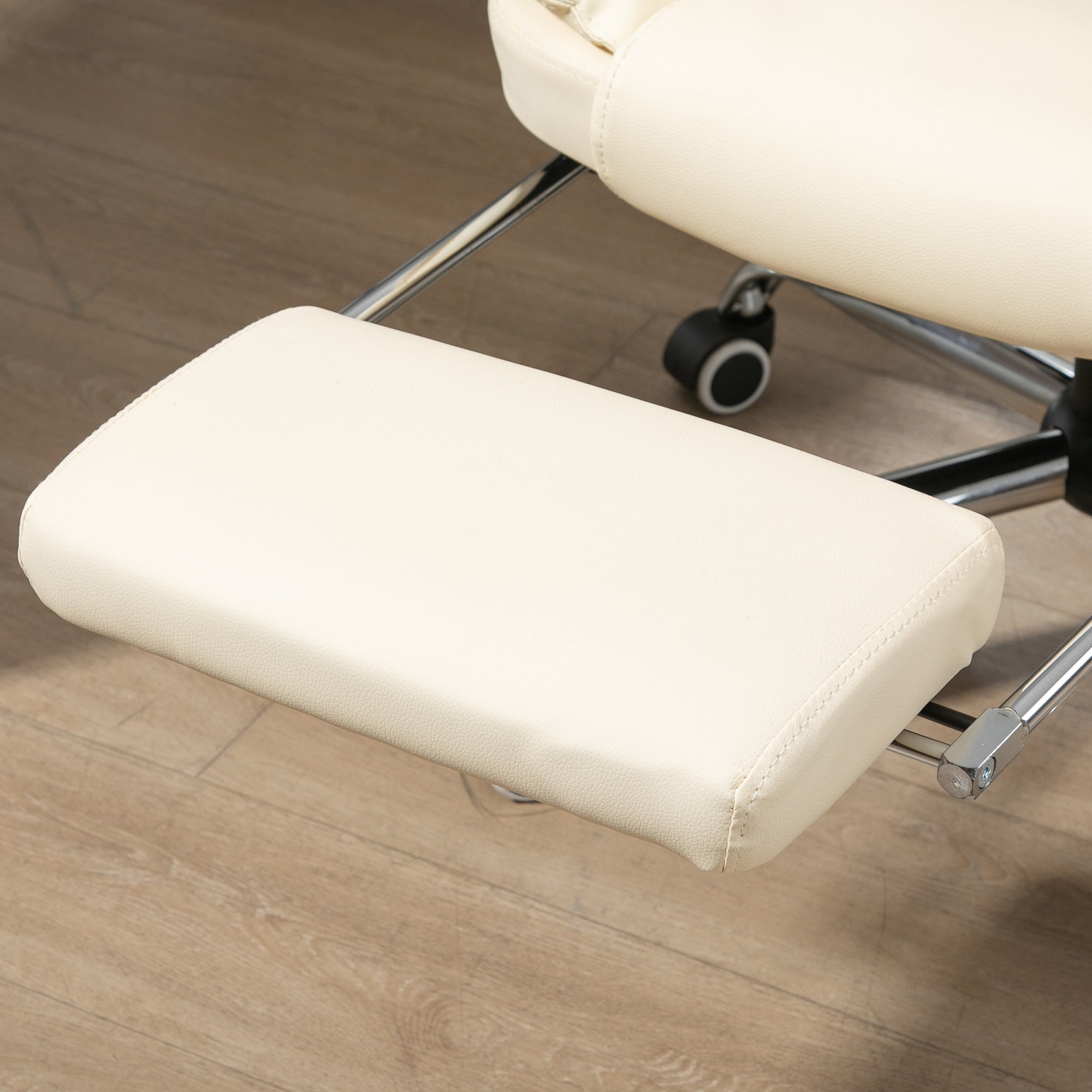 Fauteuil de bureau fauteuil manager grand confort dossier inclinable roulettes PU 64,5 x 69 x 117 cm crème