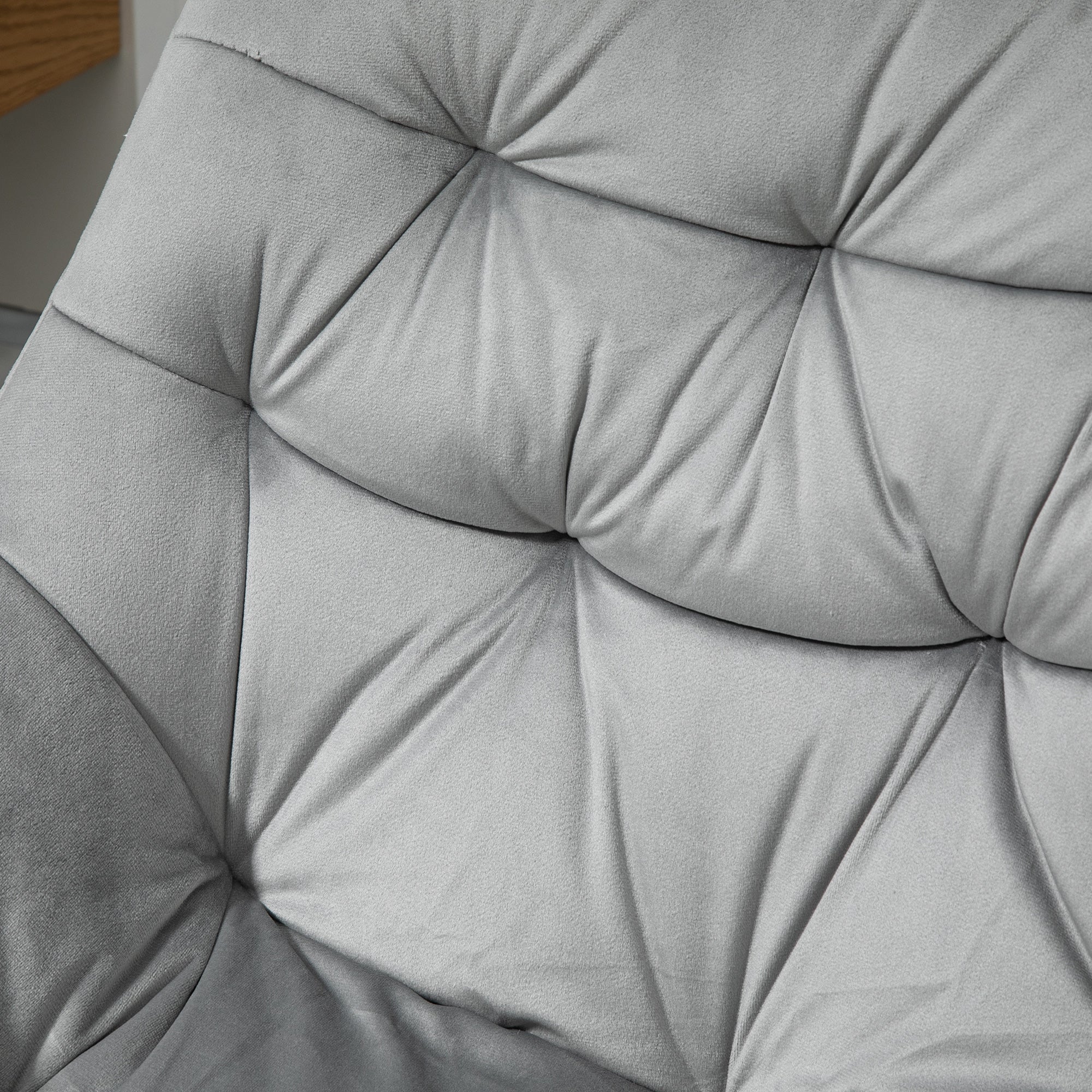 Chaise de bureau design contemporain pivotante 360° ergonomique hauteur réglable revêtement capitonné velours grand confort 59 x 58 x 90 cm gris
