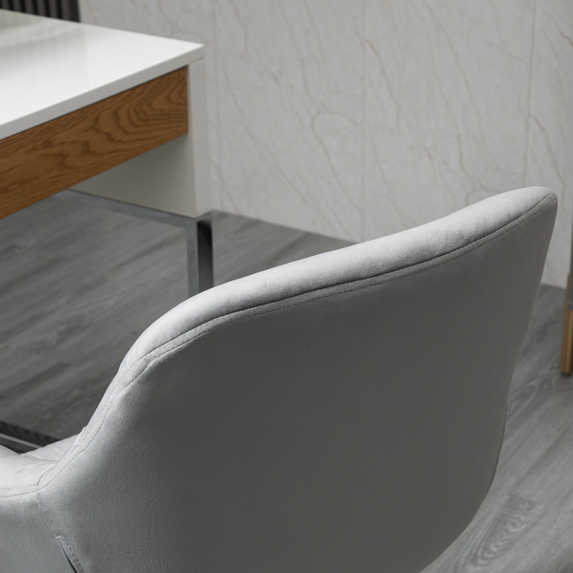 Chaise de bureau design contemporain pivotante 360° ergonomique hauteur réglable revêtement capitonné velours grand confort 59 x 58 x 90 cm gris
