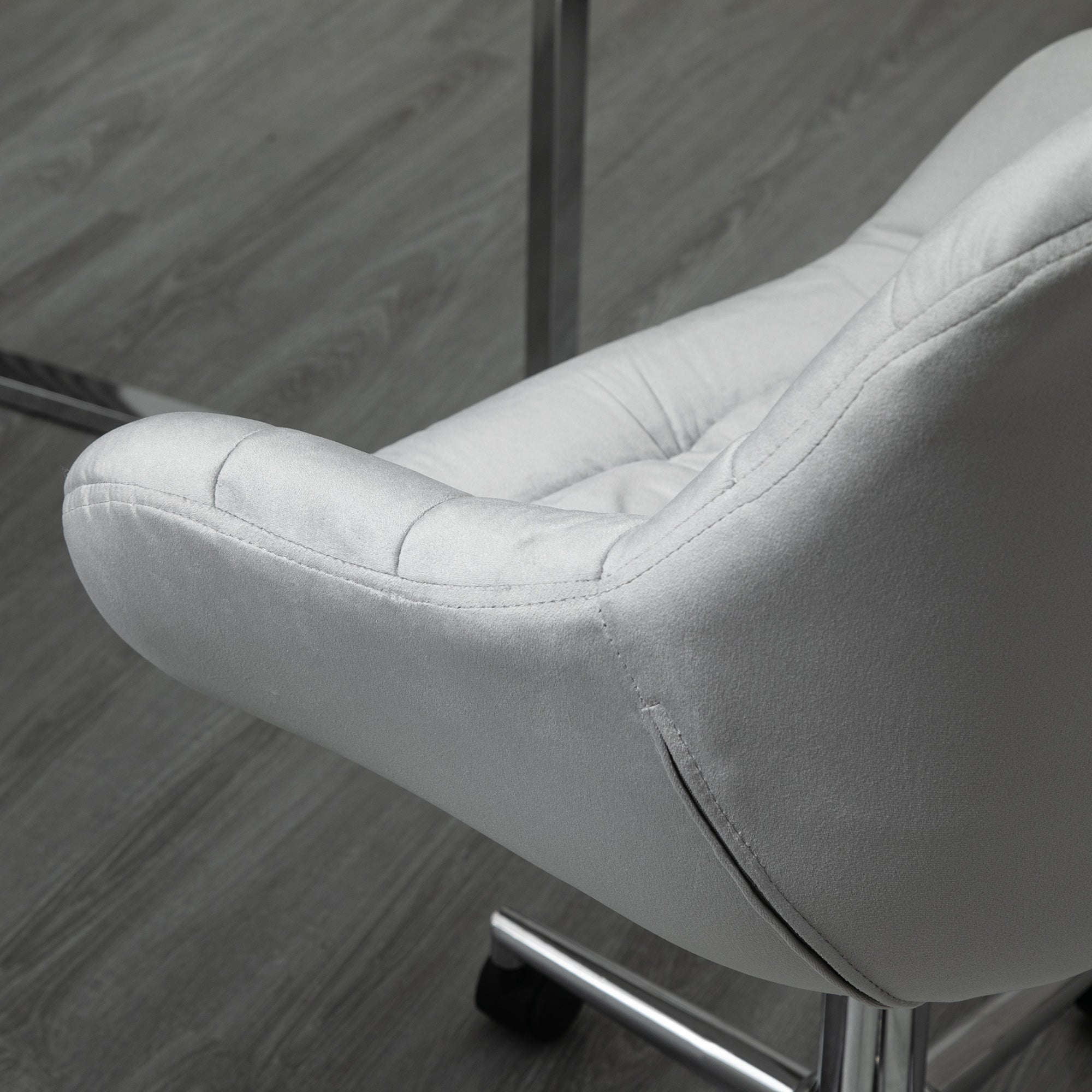 Chaise de bureau design contemporain pivotante 360° ergonomique hauteur réglable revêtement capitonné velours grand confort 59 x 58 x 90 cm gris