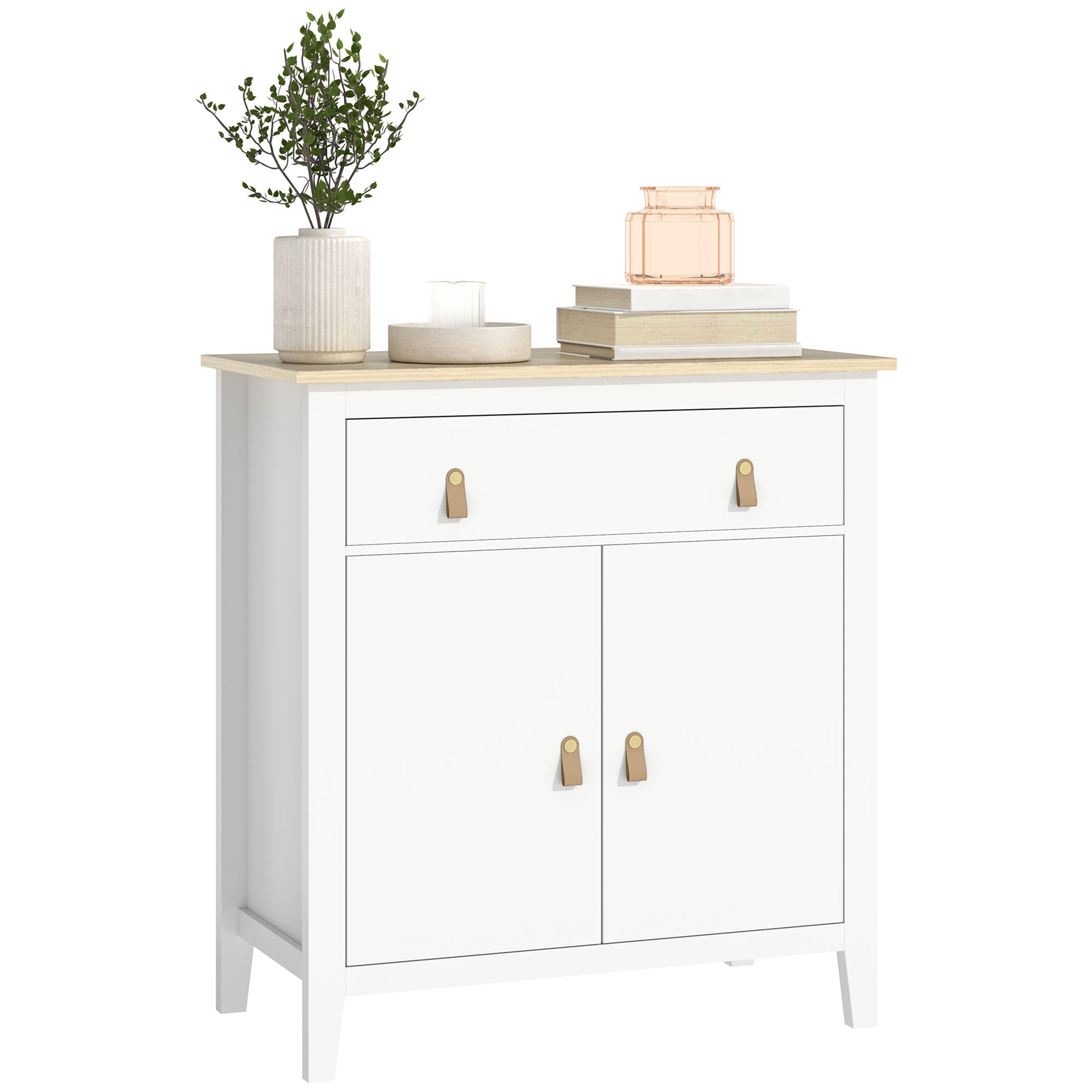 Buffet salon meuble de rangement style moderne avec placard à 2 portes, tiroir et étagère réglable - buffet salle à manger et salon, 80 x 40 x 90 cm, blanc