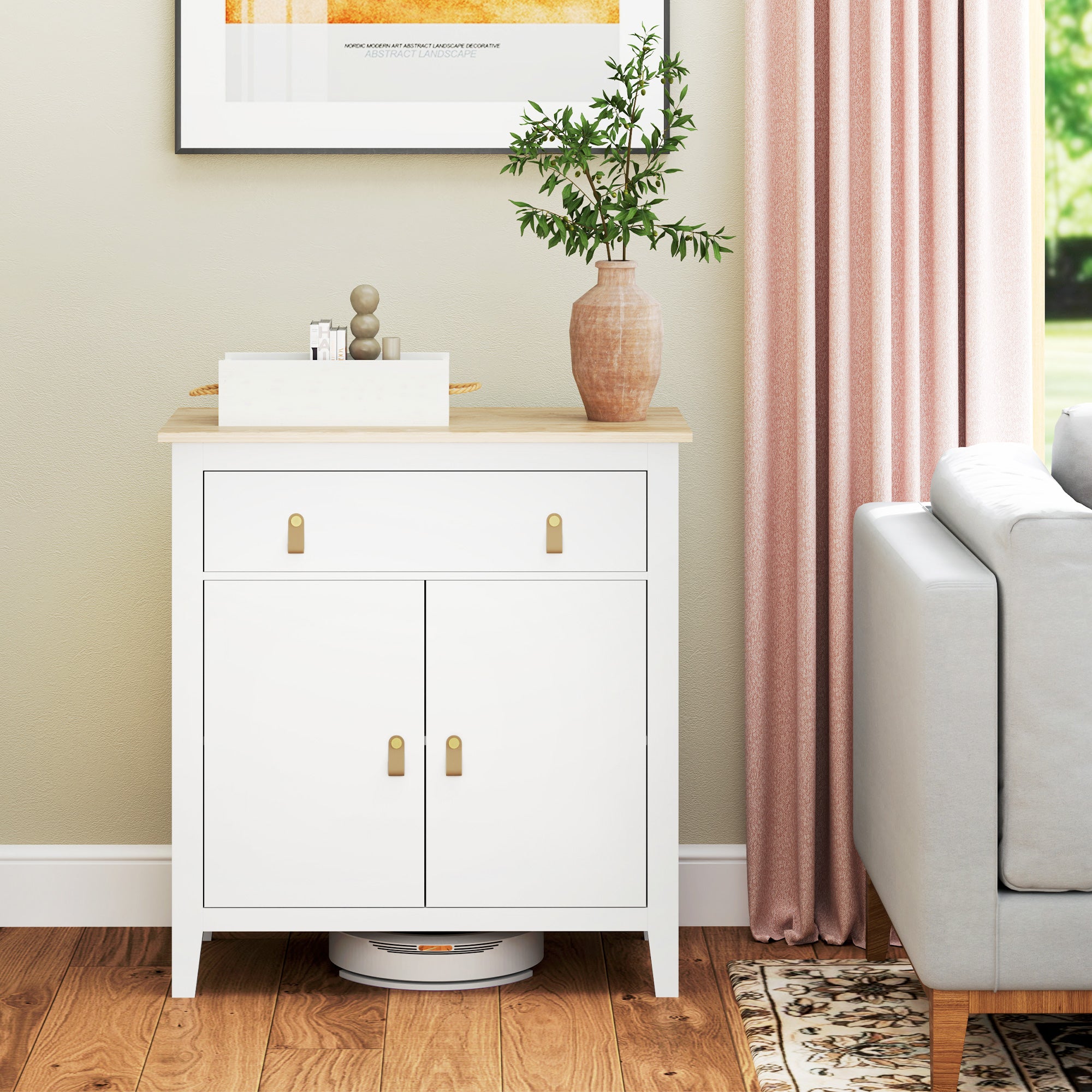 Buffet salon meuble de rangement style moderne avec placard à 2 portes, tiroir et étagère réglable - buffet salle à manger et salon, 80 x 40 x 90 cm, blanc