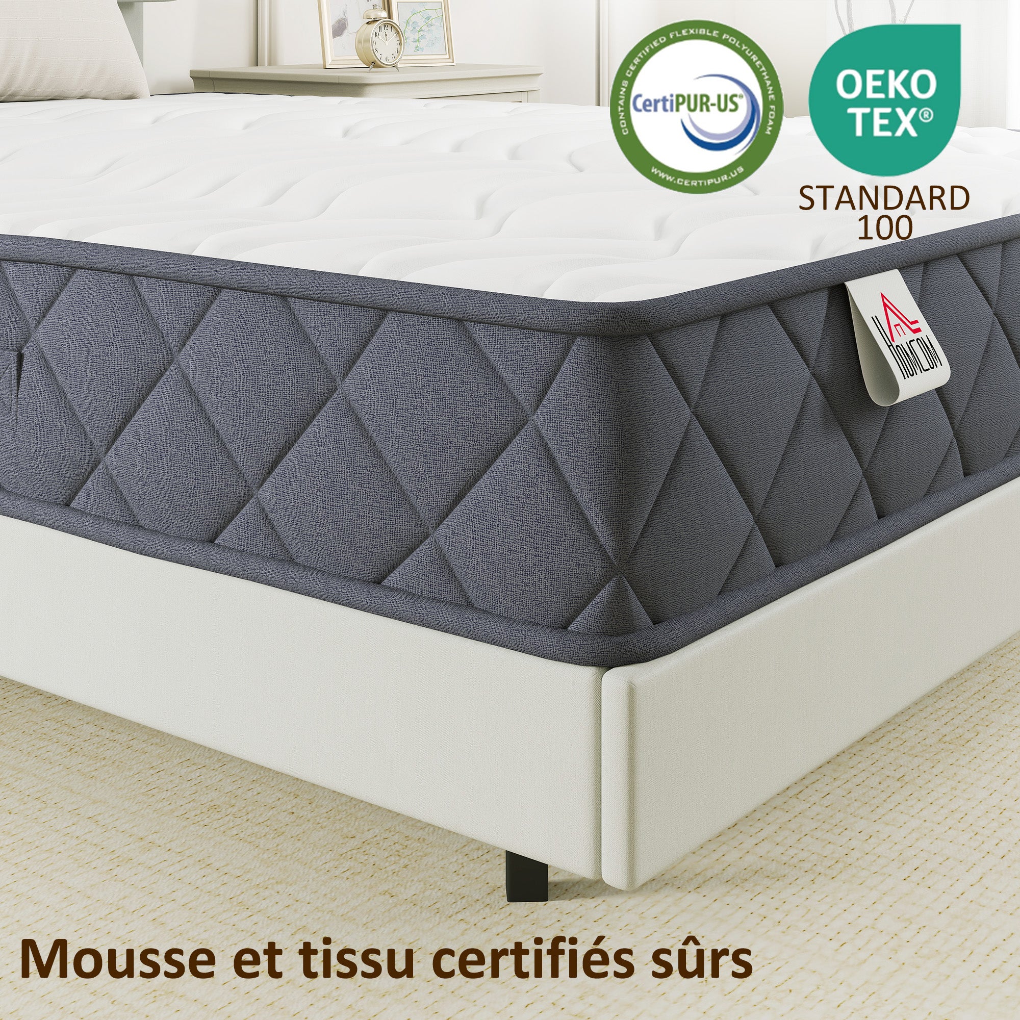 Matelas 140x190cm, Matelas 2 Personnes, Mousse à Mémoire de Forme, 20cm d'Épaisseur, Mousse Découpée en Vagues et Bords Renforcés, Certifié Oeko-Tex, Fermeté Moyenne