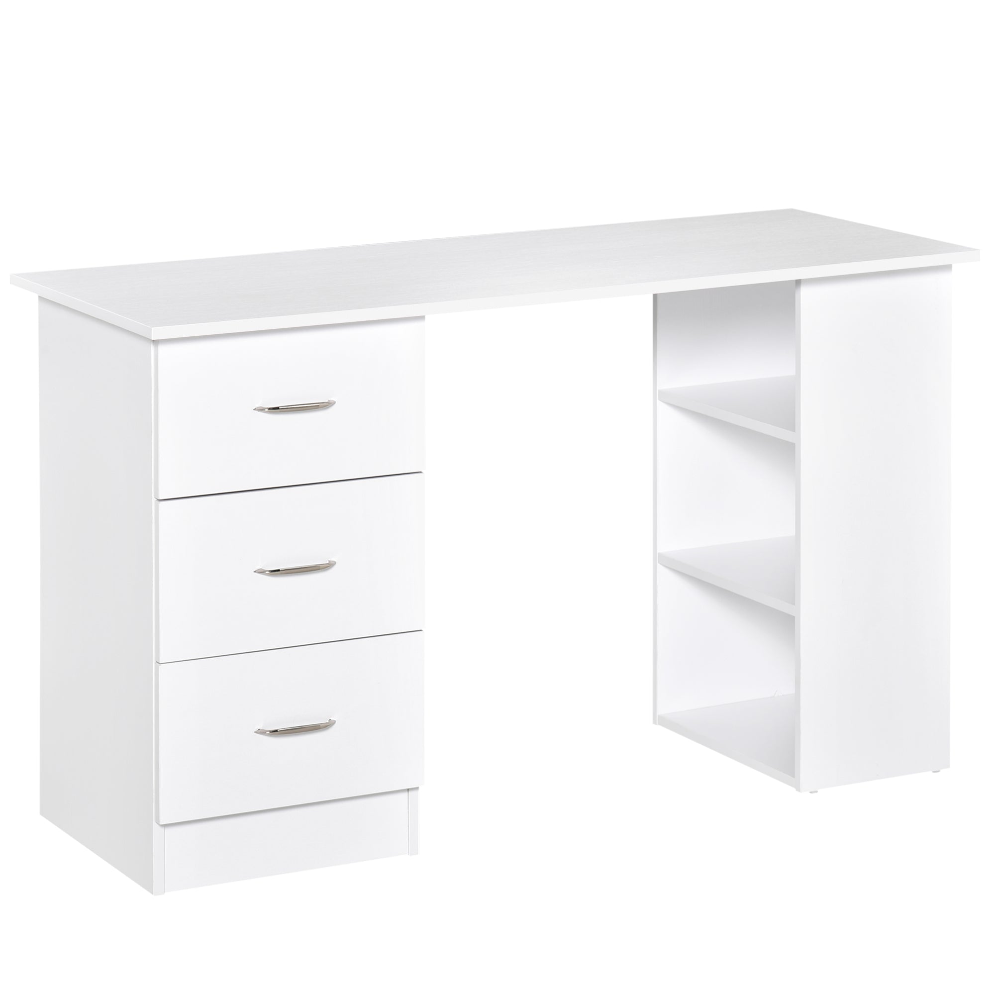 Bureau avec rangement, table informatique 120 x 50 cm, bureau d'ordinateur avec étagères et tiroirs, pour petits espaces, chambre à coucher, blanc