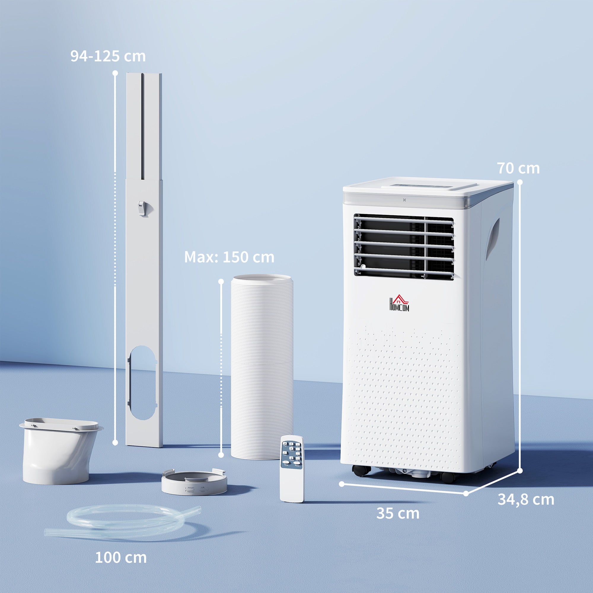 Climatiseur mobile 10000 BTU, climatiseur portable 4 en 1 refroidissement, déshumidificateur, ventilateur, mode nuit, WiFi, App & Vocal, télécommande, minuteur 24H, 2 vitesses, 30m², classe A