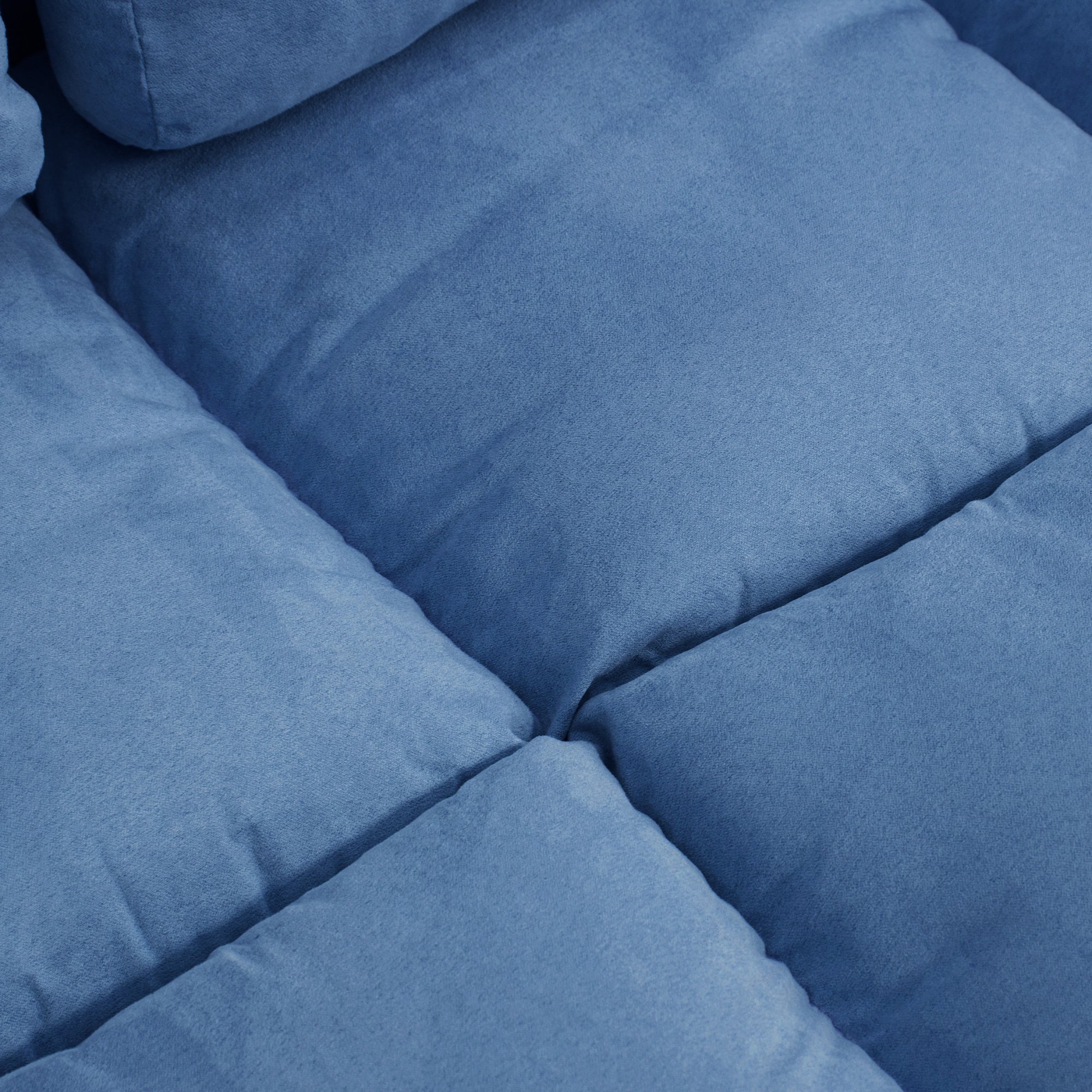 Chauffeuse matelas d'appoint pliant fauteuil convertible inclinaison dossier réglable 2 coussins inclus en polyester aspect suédé, pour salon, chambre et bureau, bleu