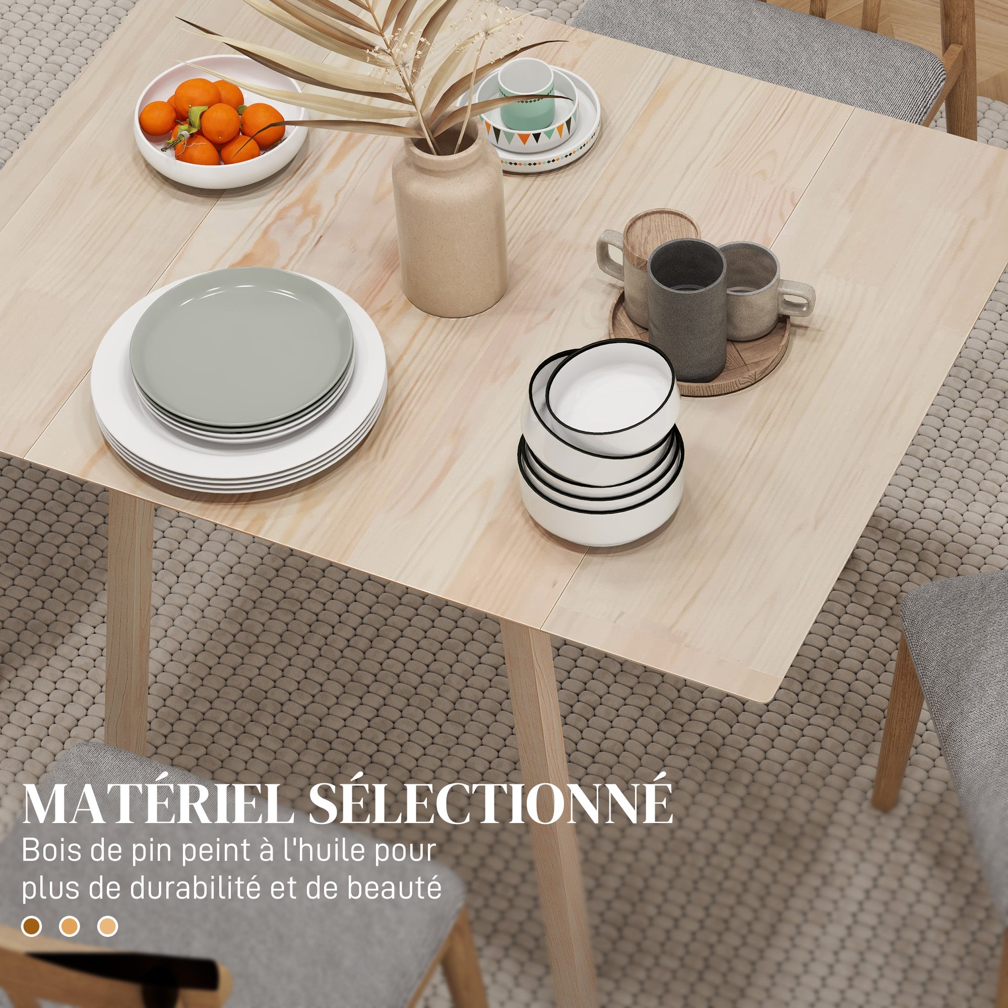 Table de cuisine pliable table à manger pliante avec plateau rabattable en bois pour 2 à 4 personnes, bois naturel