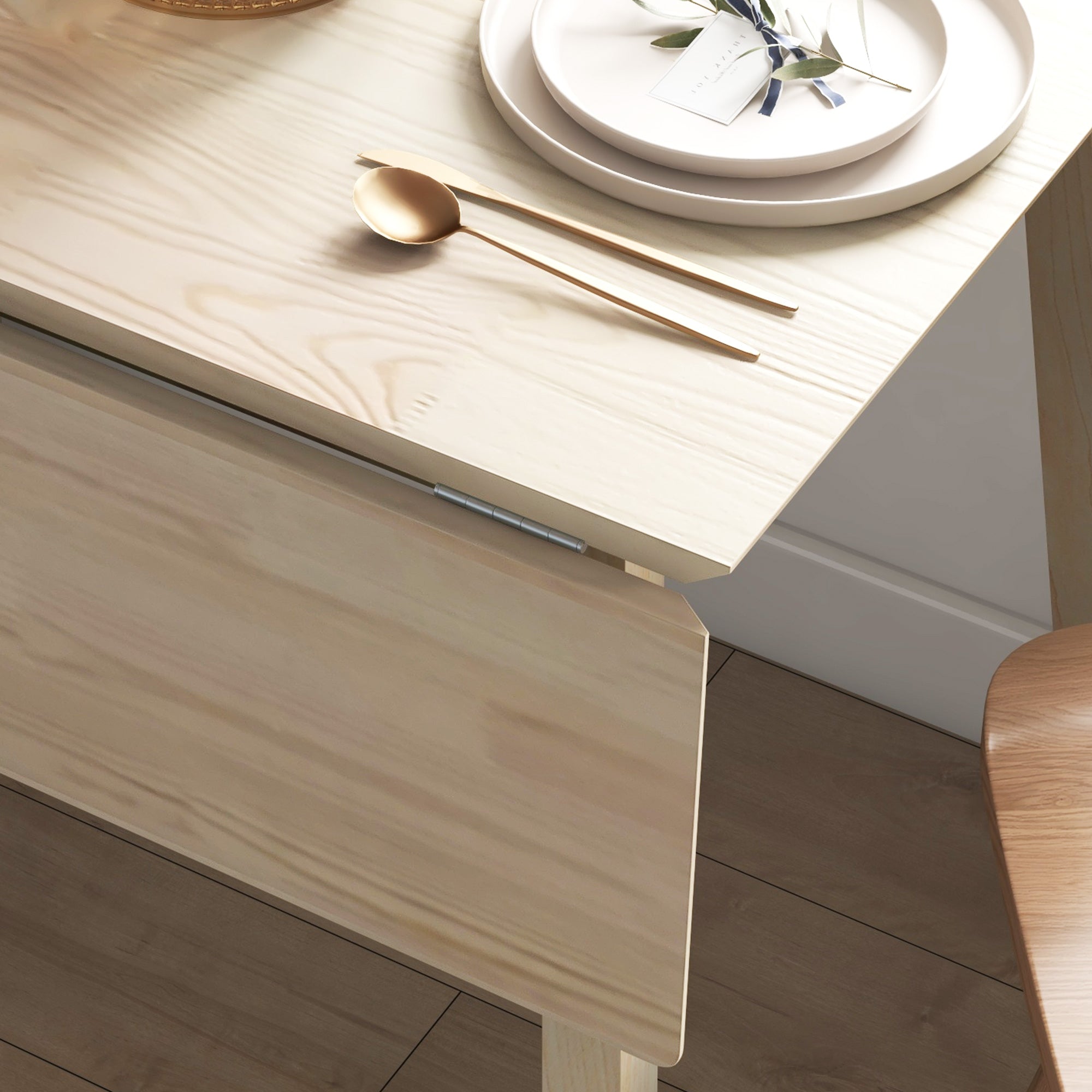 Table de cuisine pliable table à manger pliante avec plateau rabattable en bois pour 2 à 4 personnes, bois naturel
