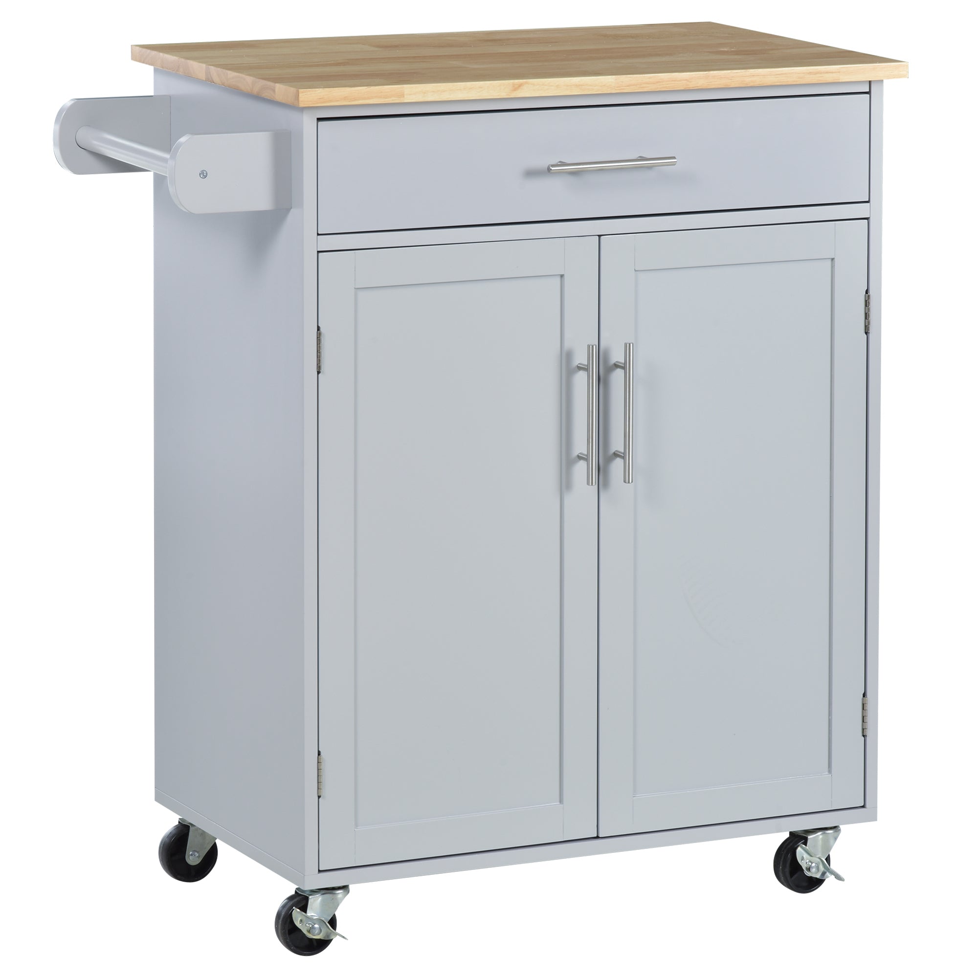 Desserte de cuisine sur roulettes chariot de service Ilot de cuisine avec tiroir de placard et porte-torchons - 83l x 45P x 91,5H cm gris