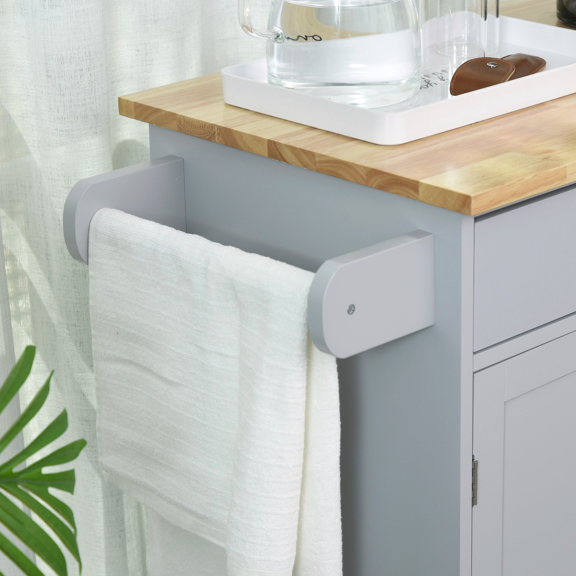 Desserte de cuisine sur roulettes chariot de service Ilot de cuisine avec tiroir de placard et porte-torchons - 83l x 45P x 91,5H cm gris