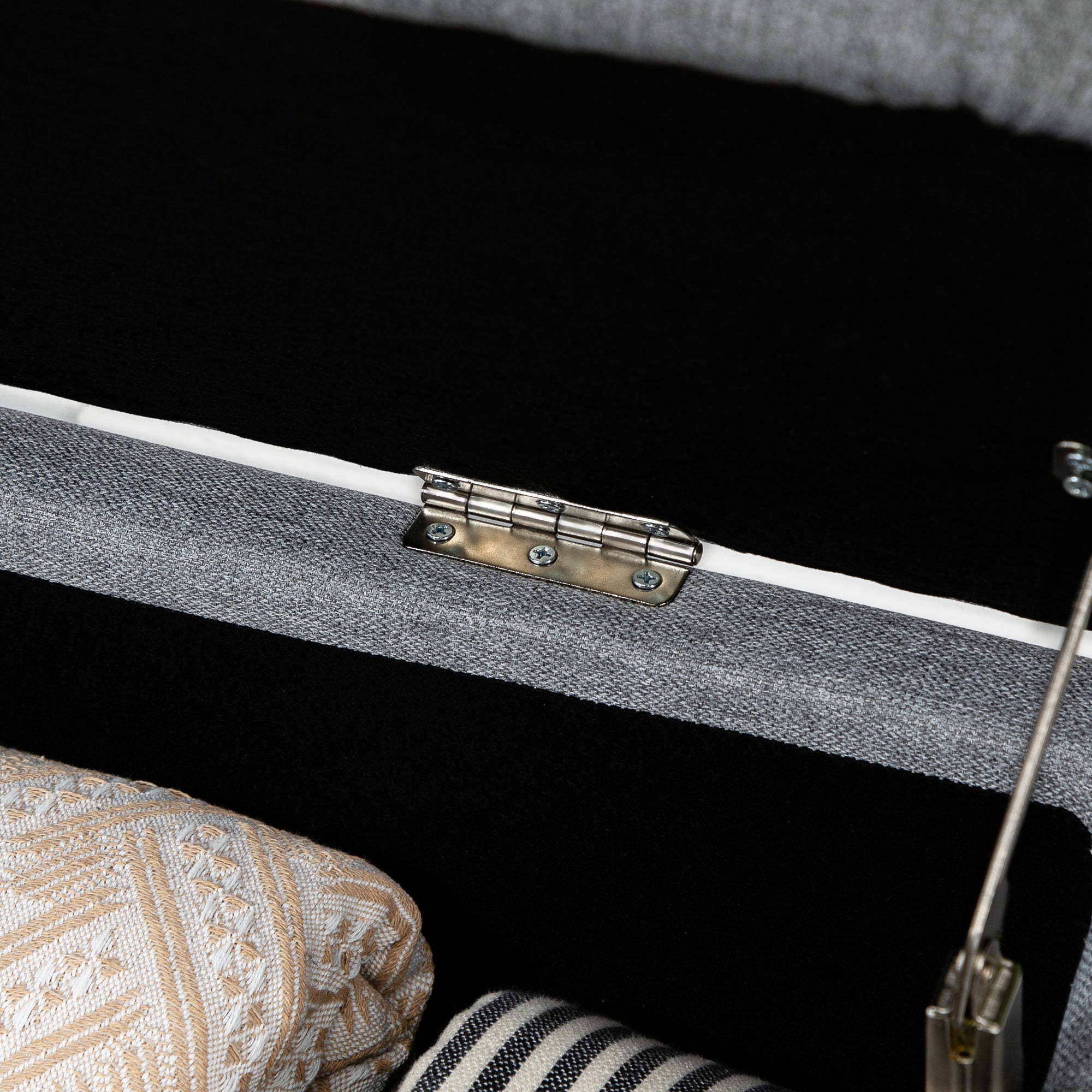 Banc de rangement, bout de lit, coffre de rangement en tissu avec pieds en acier noir, 101 x 38,5 x 44,5 cm, gris