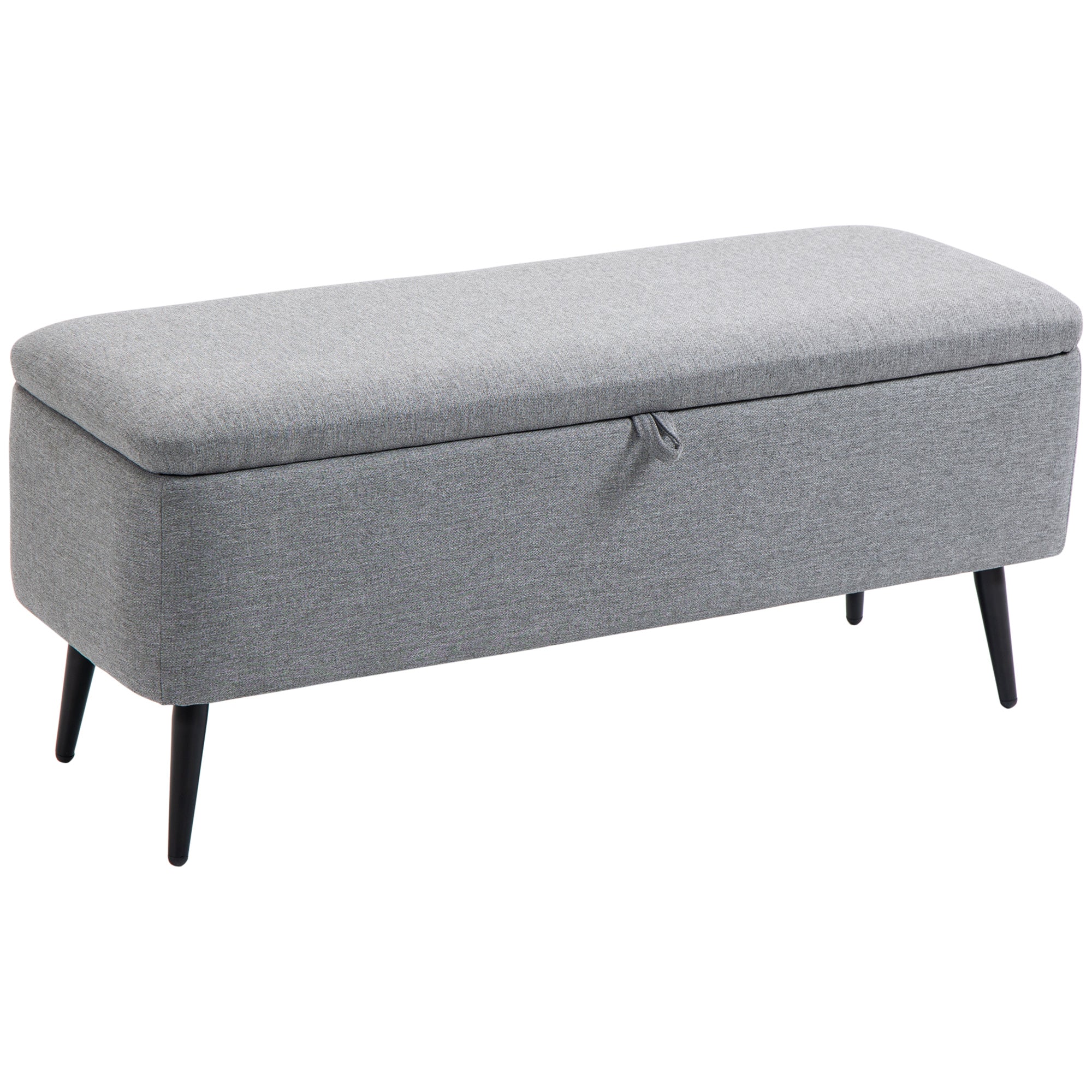 Banc de rangement, bout de lit, coffre de rangement en tissu avec pieds en acier noir, 101 x 38,5 x 44,5 cm, gris