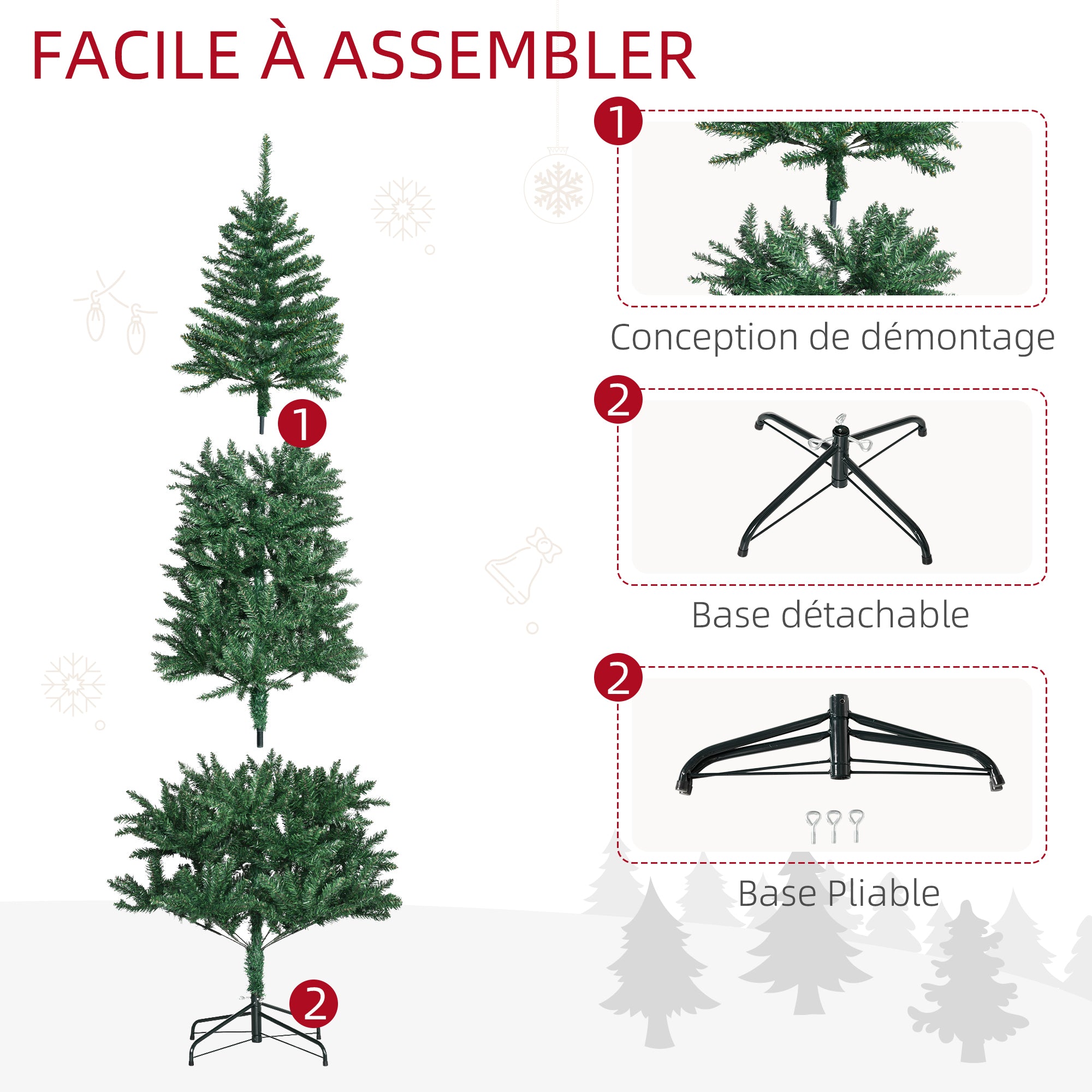 Sapin de Noël Artificiel 210H cm 865 Branches épines Imitation Nordmann Grand réalisme Vert