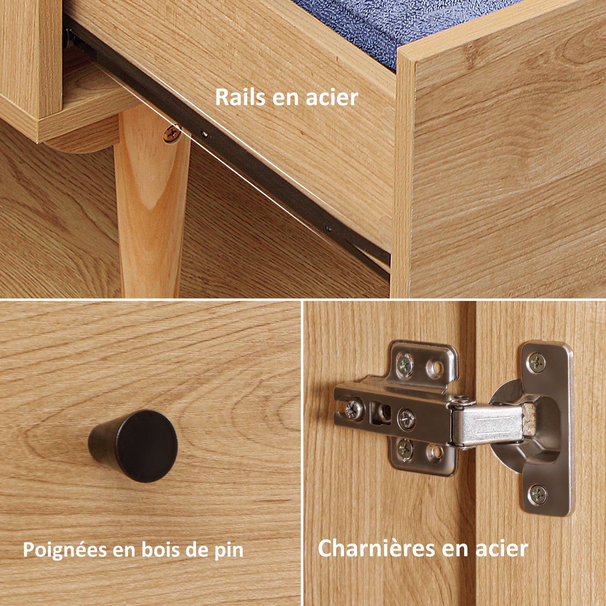 Armoire Chambre Adulte Penderie Vêtement Dressing avec 2 Portes, 2 tiroirs - 80 x 52 x 180 cm - Aspect Bois