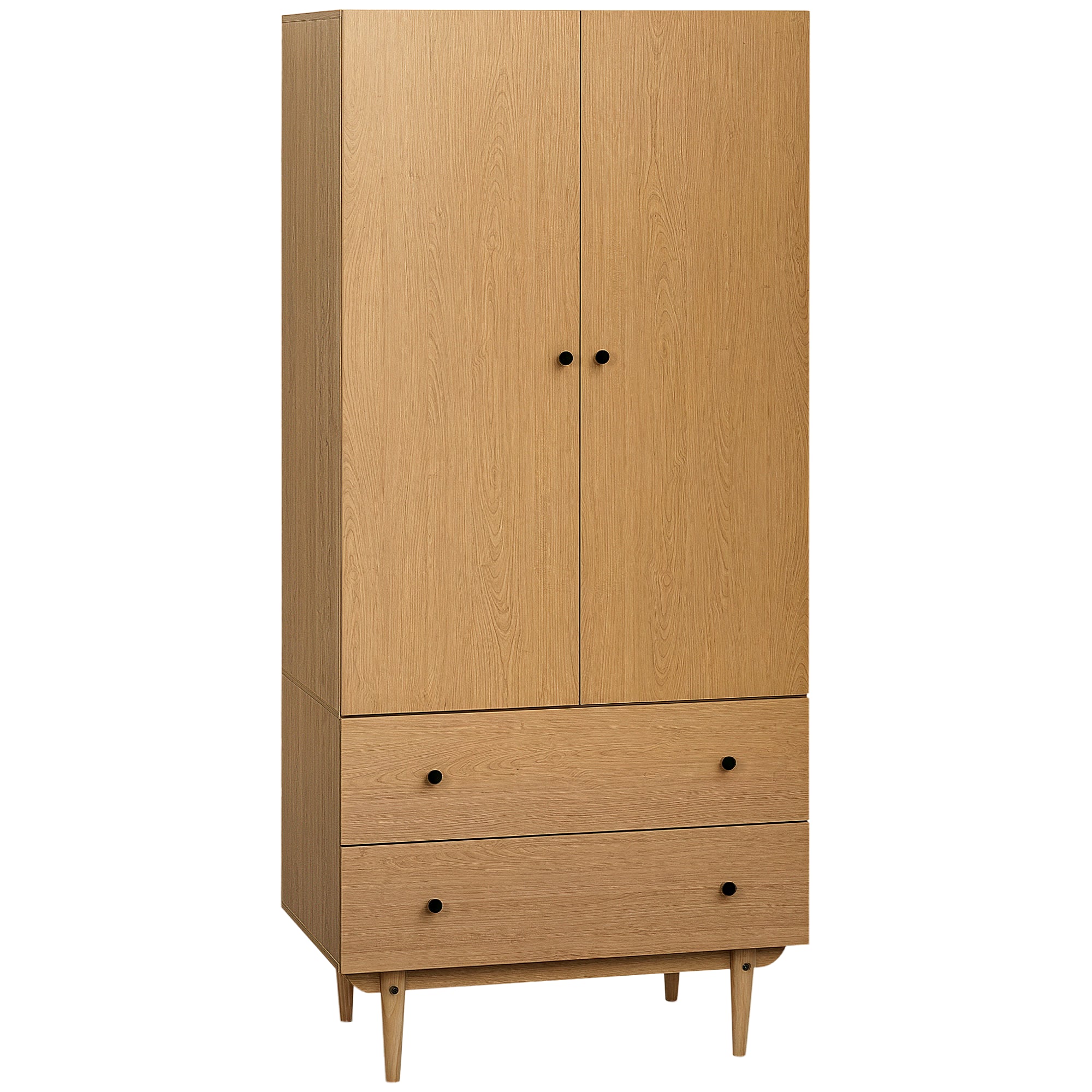Armoire Chambre Adulte Penderie Vêtement Dressing avec 2 Portes, 2 tiroirs - 80 x 52 x 180 cm - Aspect Bois