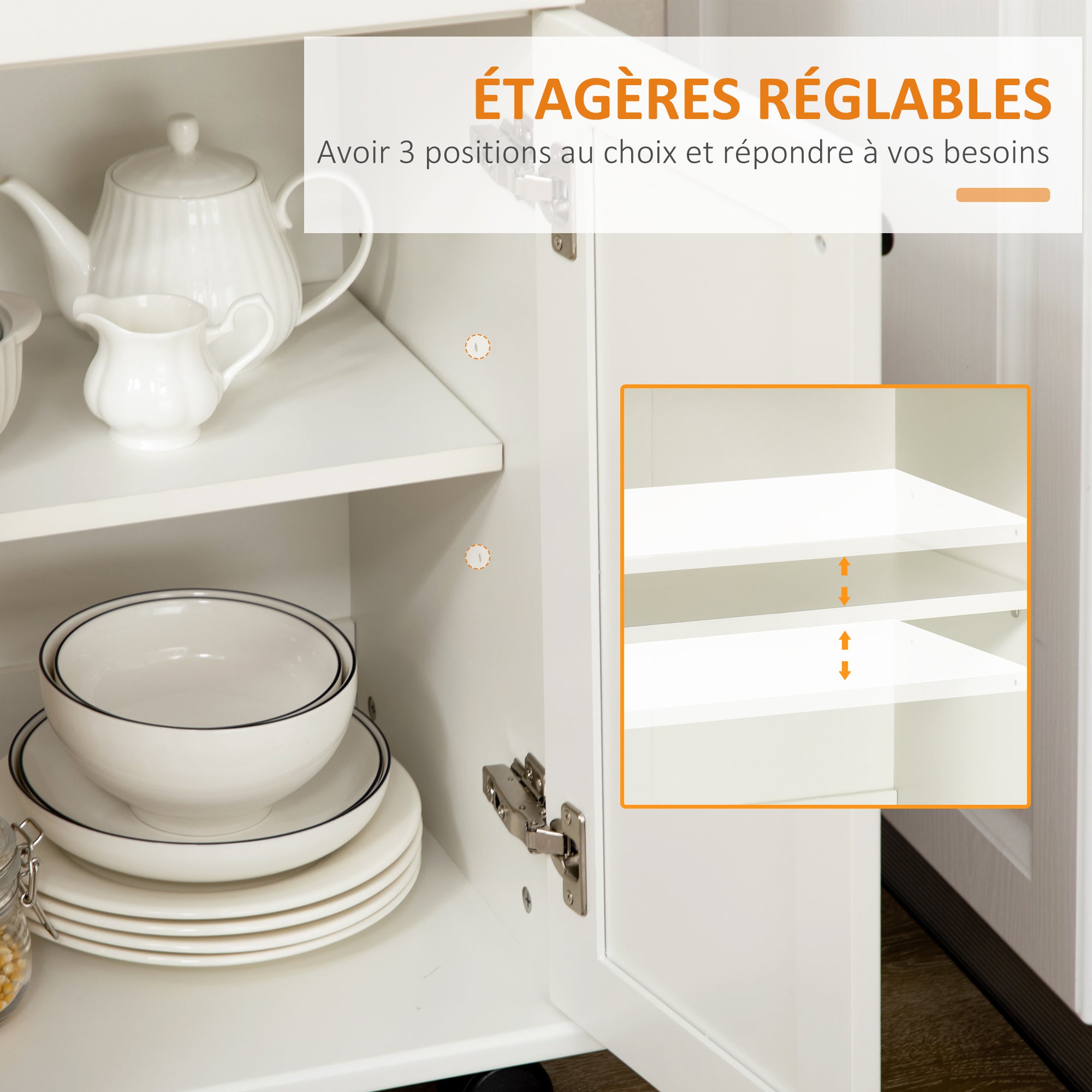 Desserte de cuisine desserte à roulettes chariot de cuisine multi-rangements 1 tiroir 1 placard 1 portes-torchons - blanc et plateau en bois