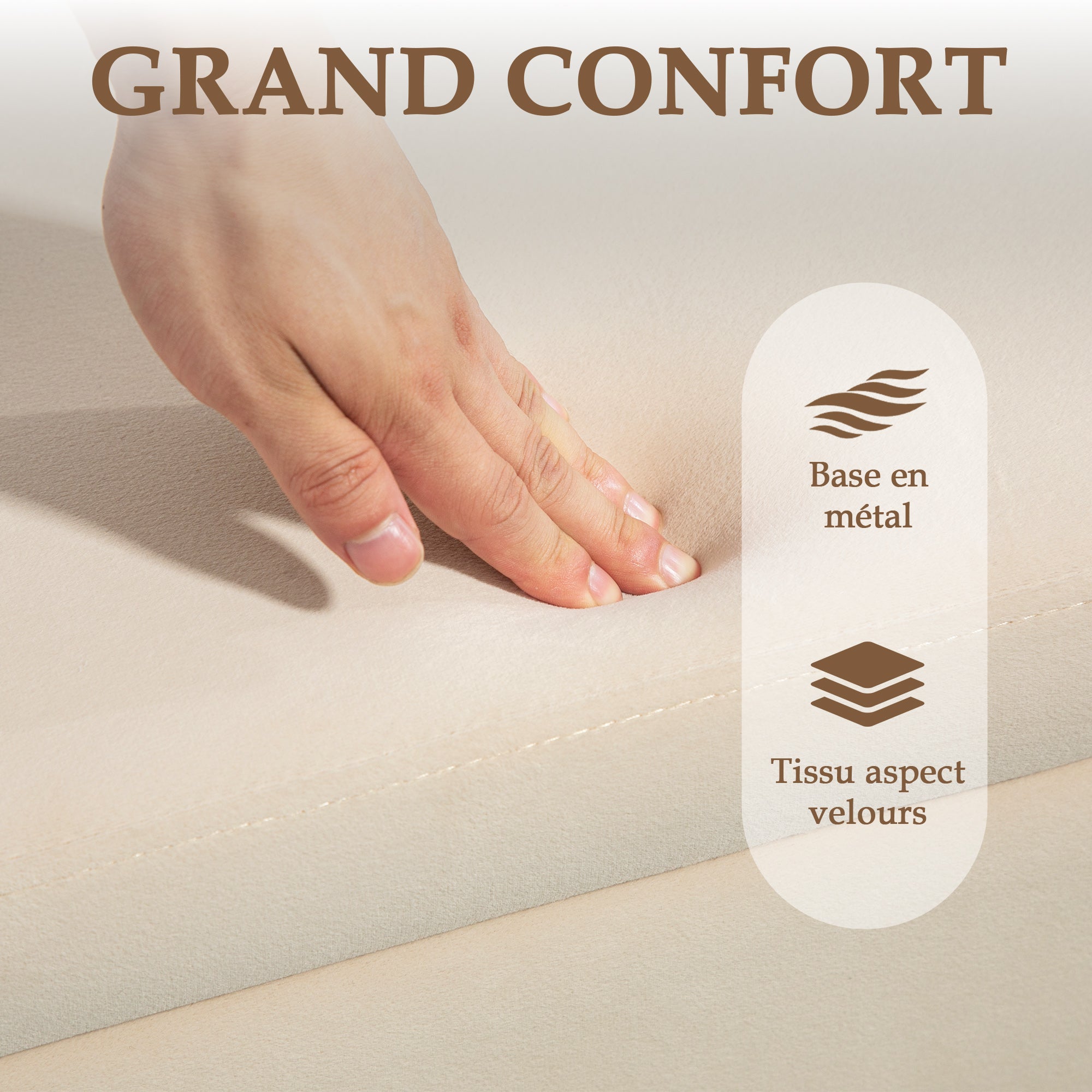 Banc de rangement coffre de rangement design contemporain- banc avec espace de stockage - dim. 100L x 40l x 42H cm - velours beige piètement métal doré