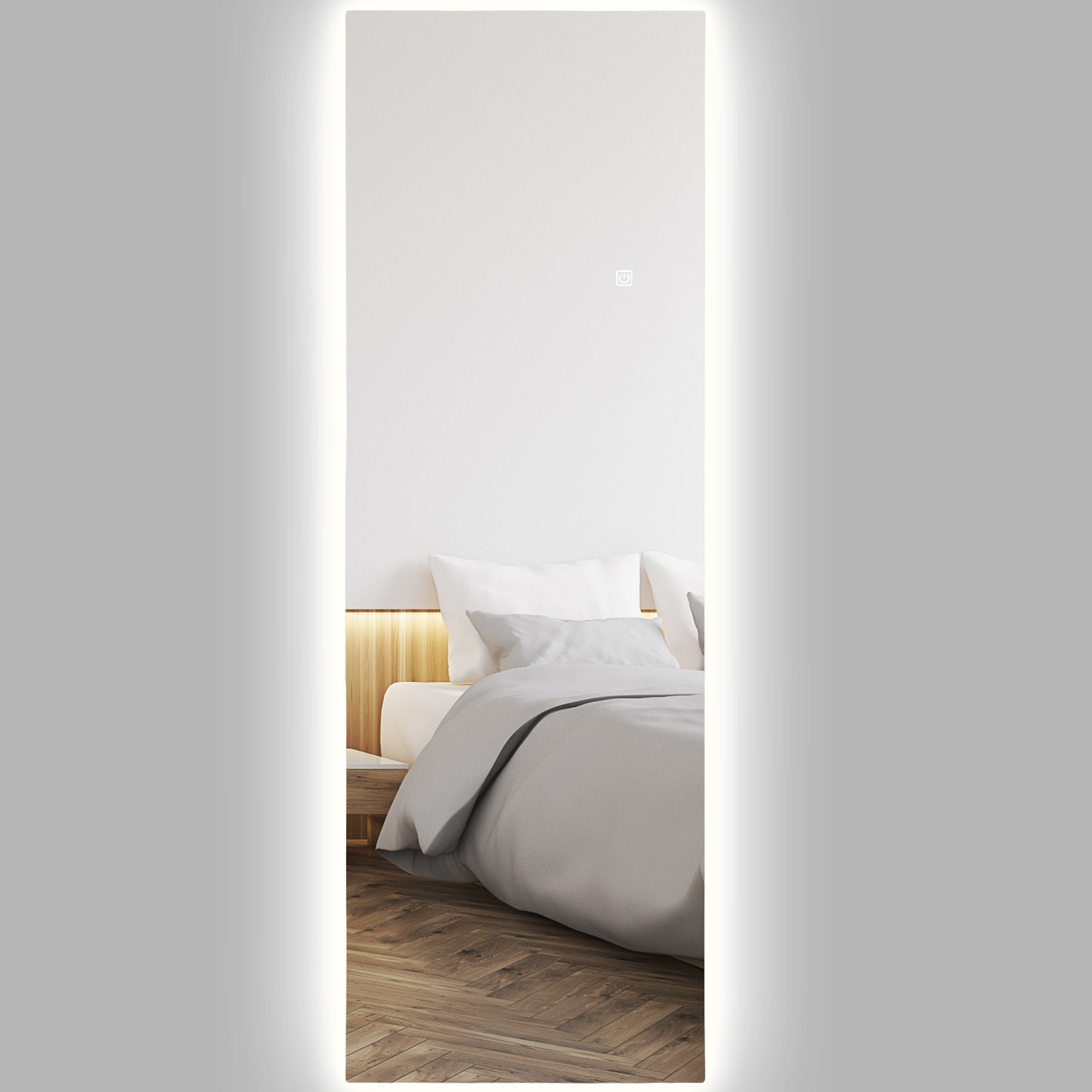 Grand miroir mural 120 x 40 cm avec éclairage LED miroir rectangulaire sans carde, anti-déflagrante, intensité variable et 3 couleurs d'éclairage, pour salon et chambre à coucher, transparent