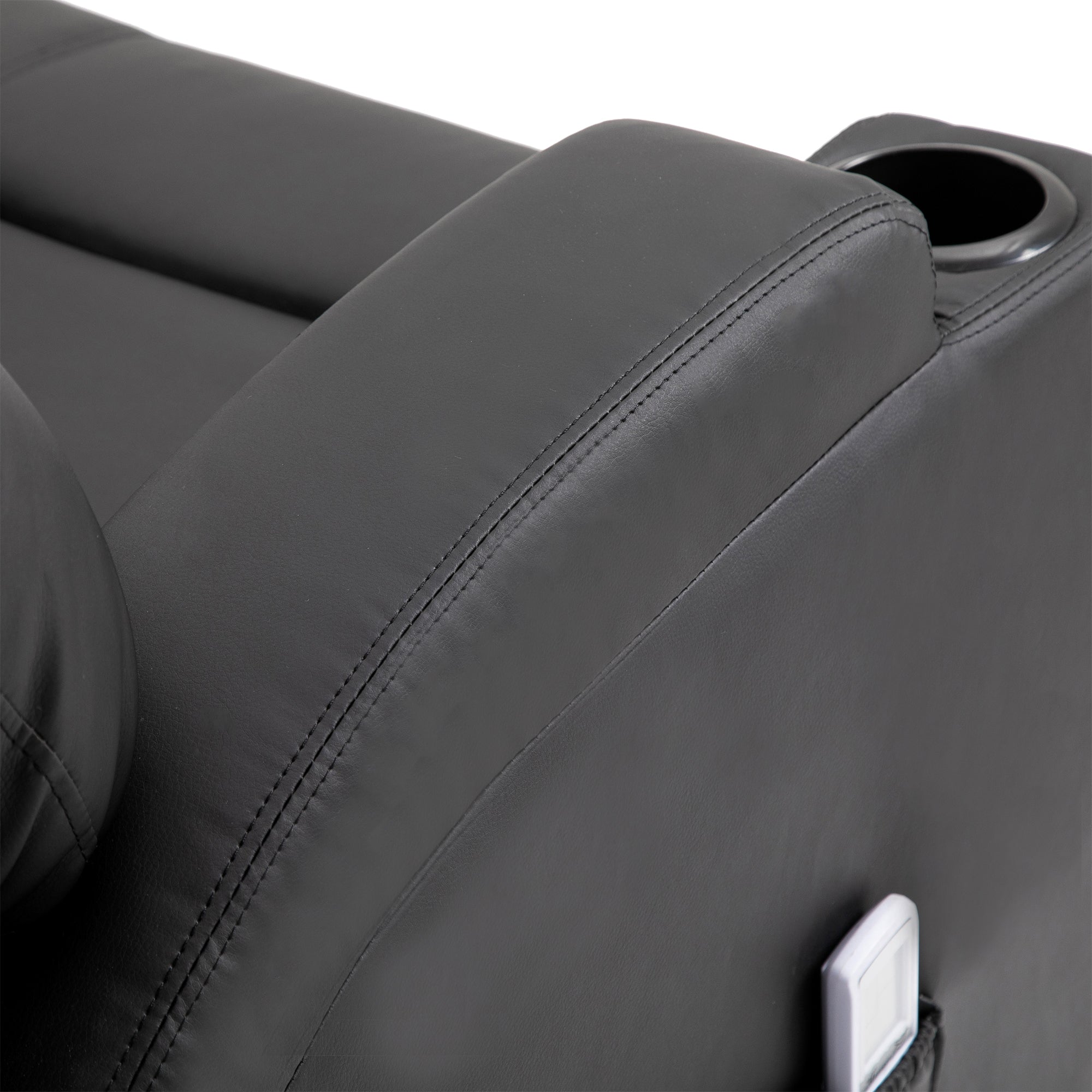 Fauteuil de Massage Inclinable, Chaise de Relaxation avec dossier et repose-pied électrique réglables revêtement synthétique pour Salon, Chambre, Cinéma Maison Noir