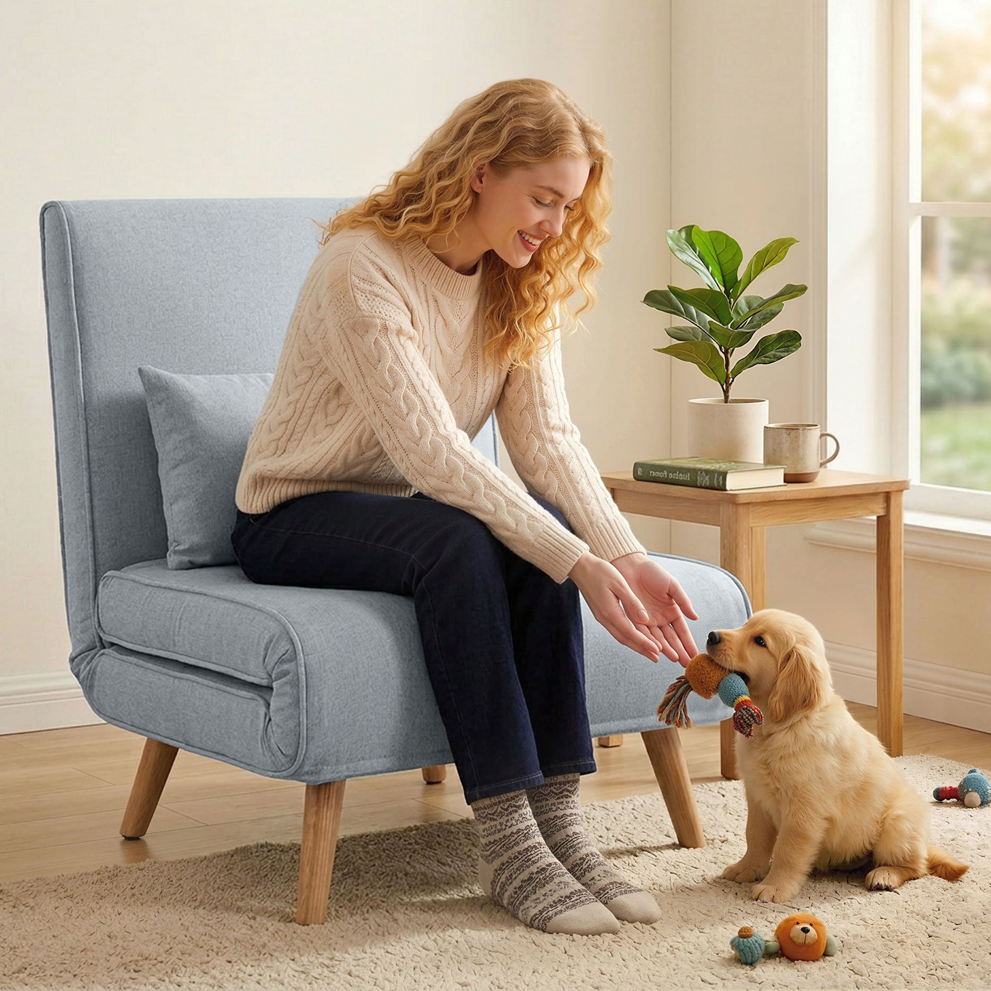 3 en 1 fauteuil convertible 1 place, fauteuil lit et chauffeuse - dossier inclinable 5 niveaux et oreiller inclus, siège rembourré - pour bureau, salon, chambre à coucher, gris clair