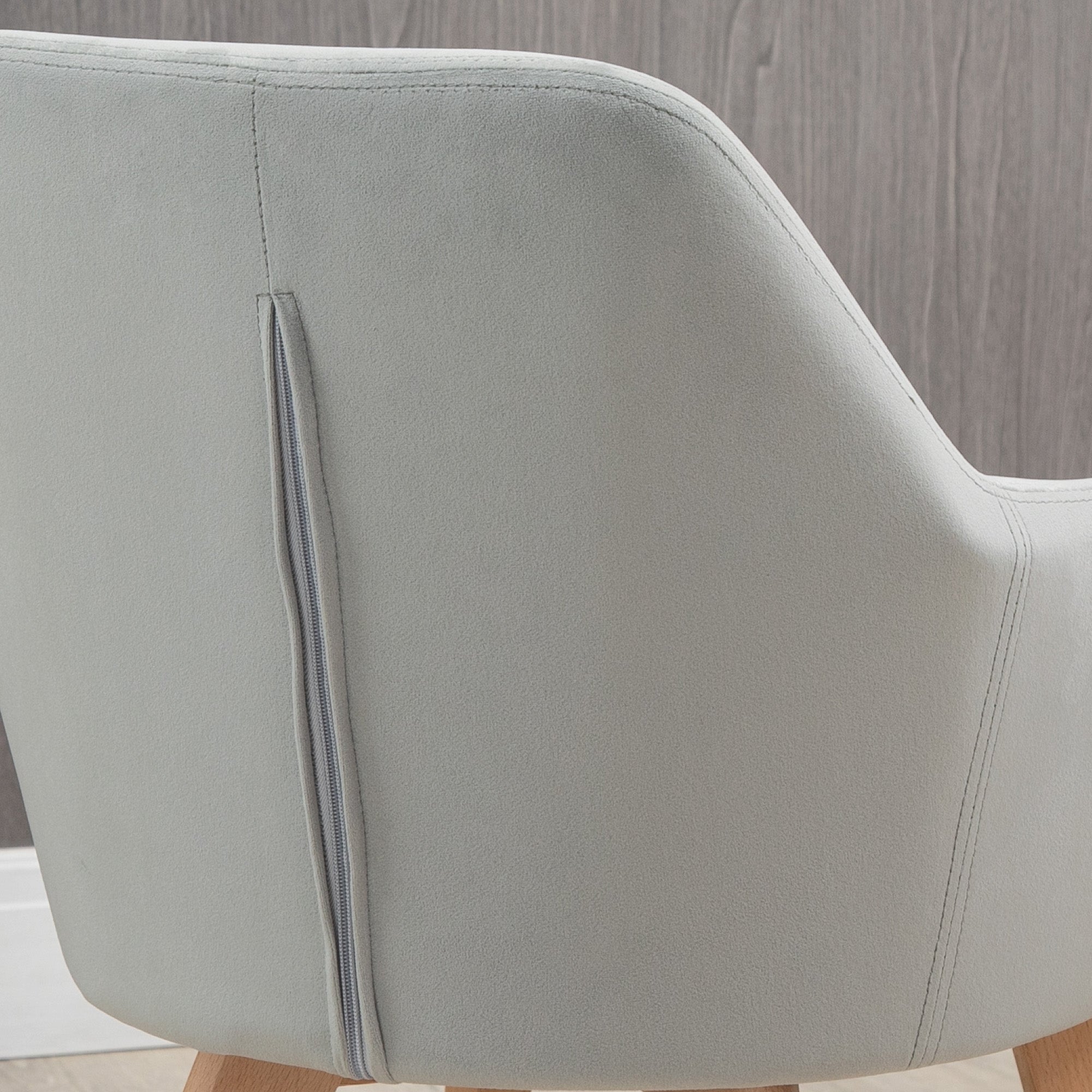Lot de 2 chaises de salle à manger chaise de cuisine assise rembourrée en tissu effet velours pieds en bois pour cuisine salon chambre bureau, gris