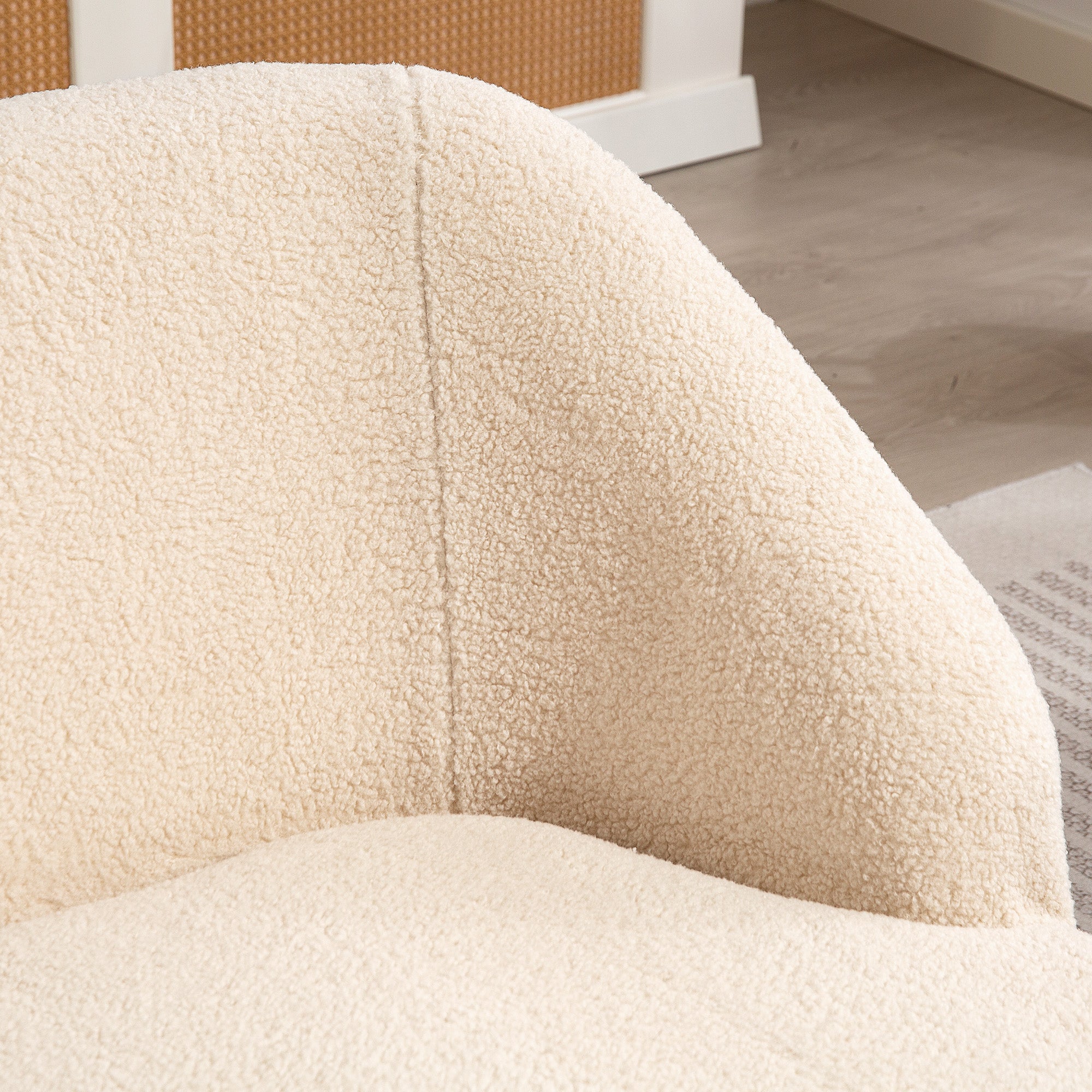 Canapé 2 places canapé en tissu bouclette 142 cm avec dossier et assise incurvés, entièrement compressé, sofa moderne pour chambre, appartement, petit espace, aucun assemblage requis, beige