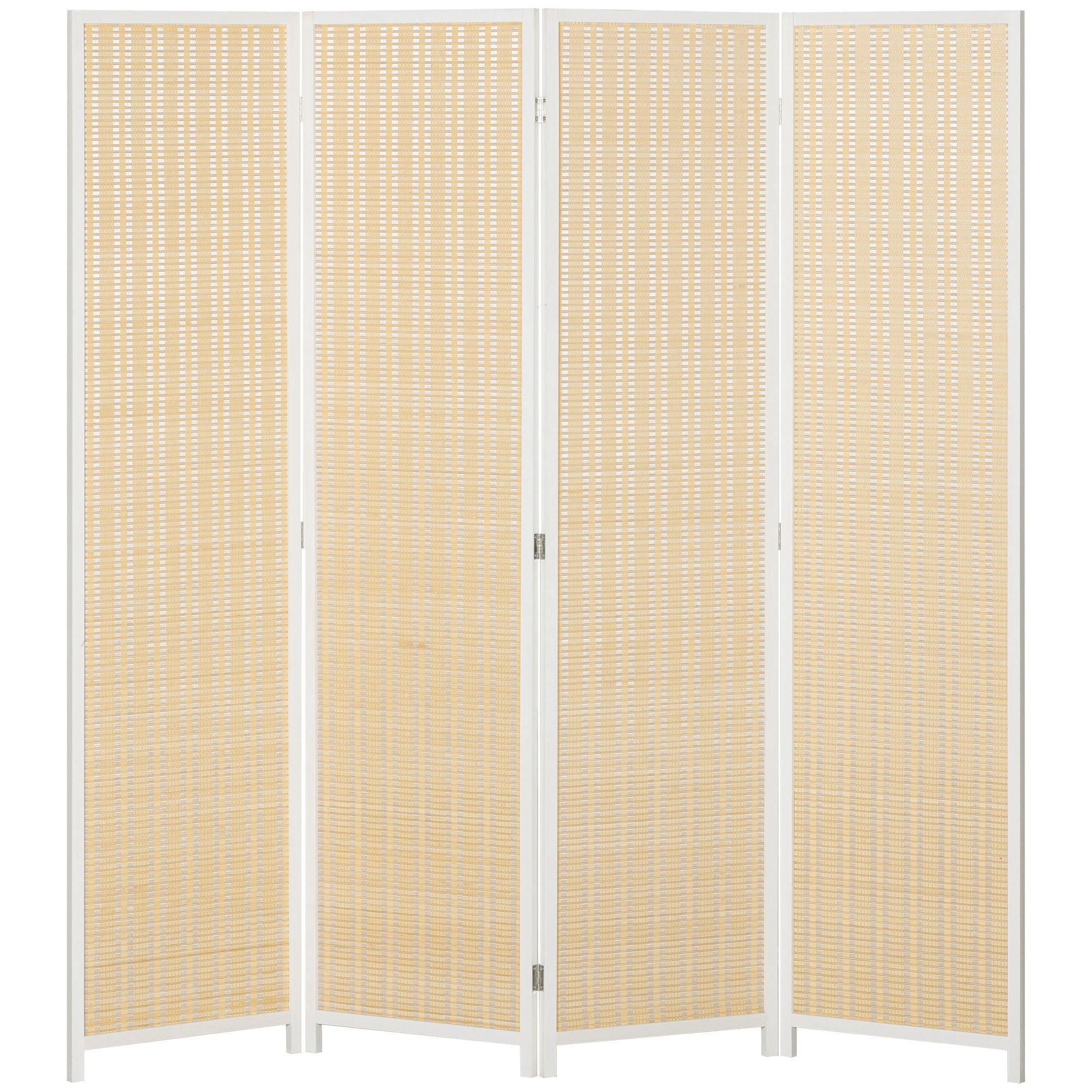 Paravent interieur en bois 4 panneaux 180 x 180 cm séparateur de pièce pliable cloison de séparation pour salon chambre à coucher maison, bois naturel